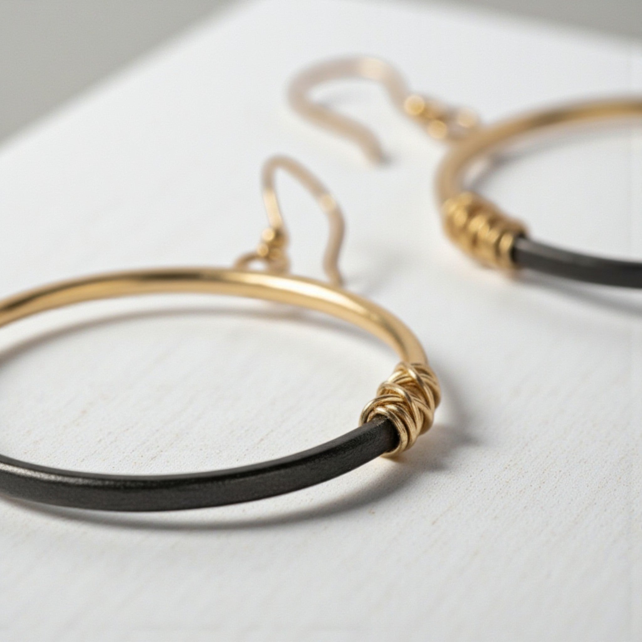 Wire Wrapped Two - Tone Hoops - Earrings