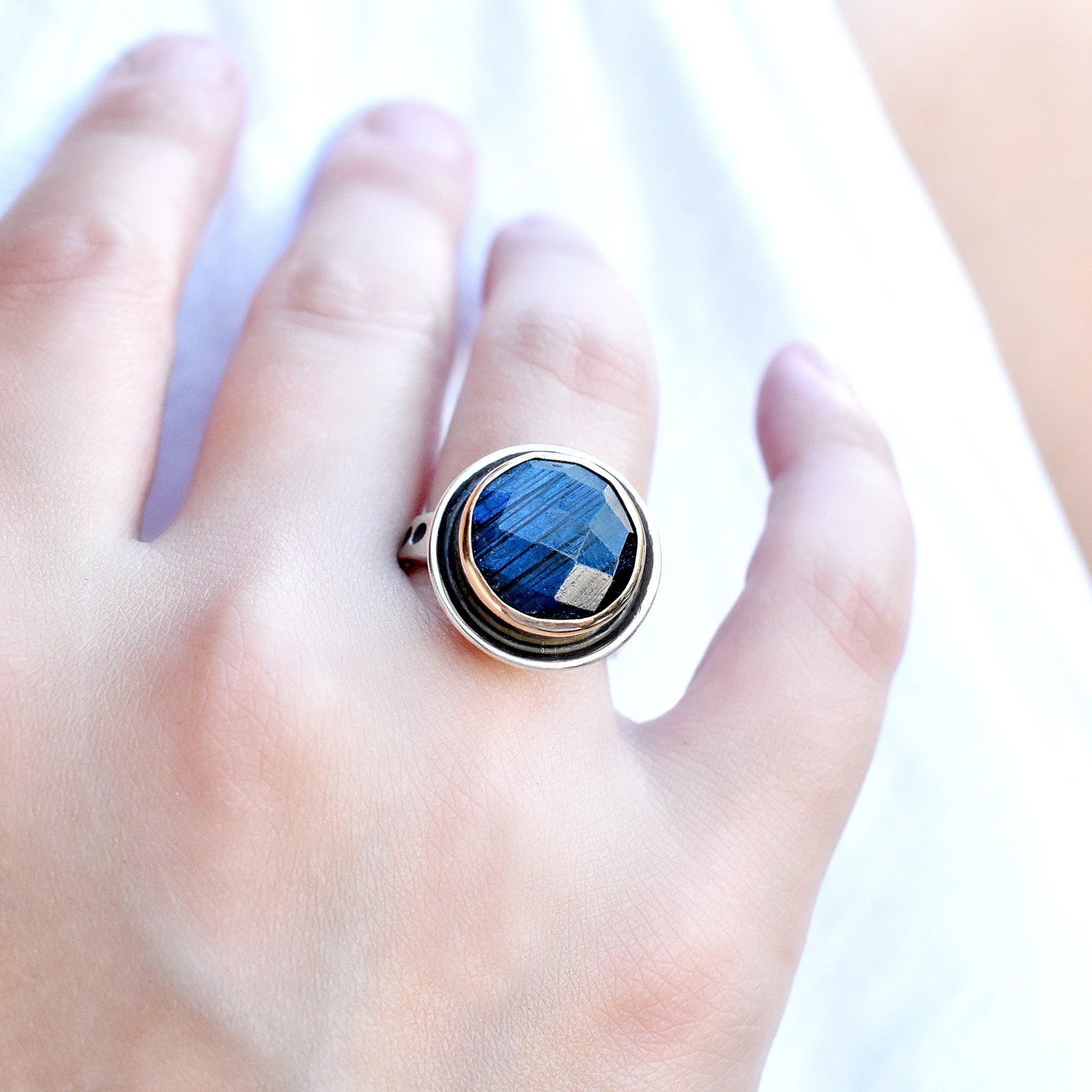Faceted Labradorite Ring - Rings