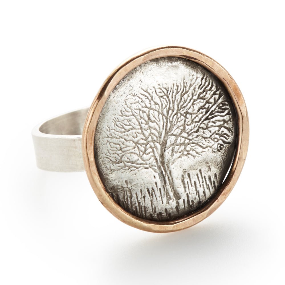 Framed Sterling Silver Oak Tree Ring - Rings
