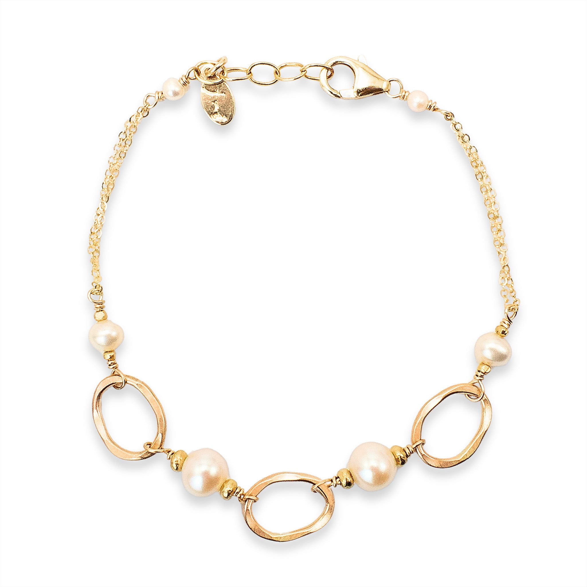 Golden Link Pearl Bracelet - Bracelets