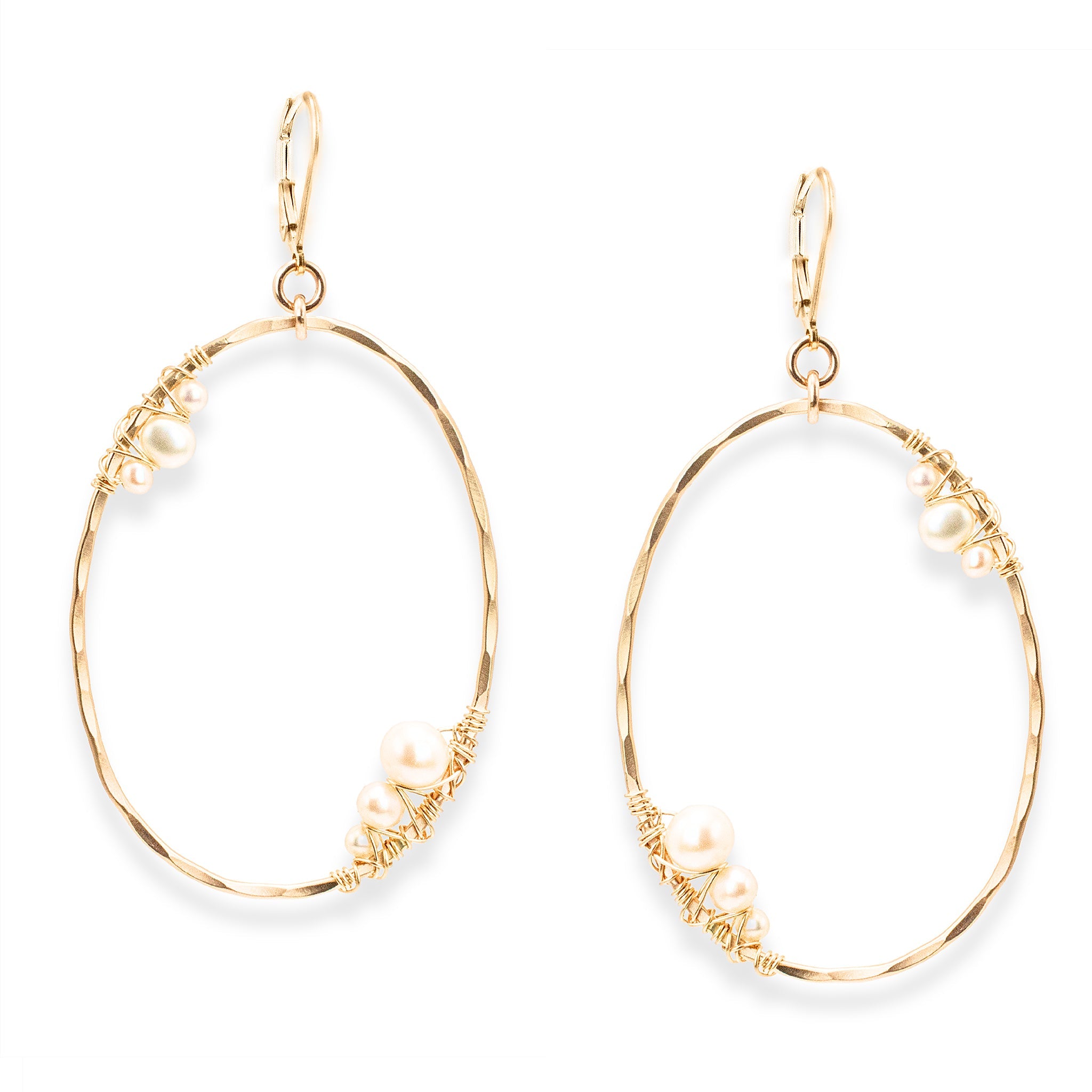 Large Wrap Pearl Hoop Earrings - Earrings