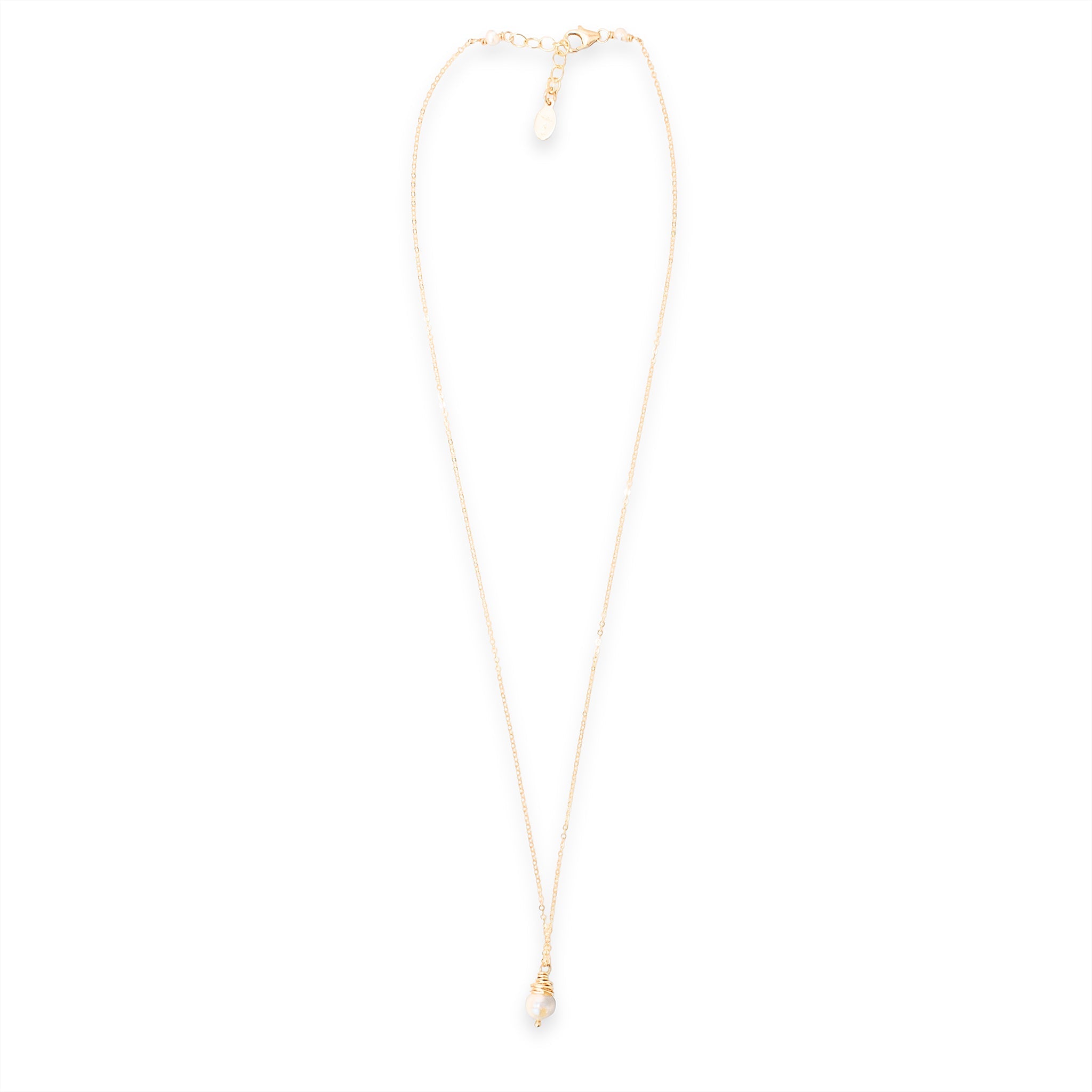 Simple Gold Wrapped Pearl Necklace - Necklaces