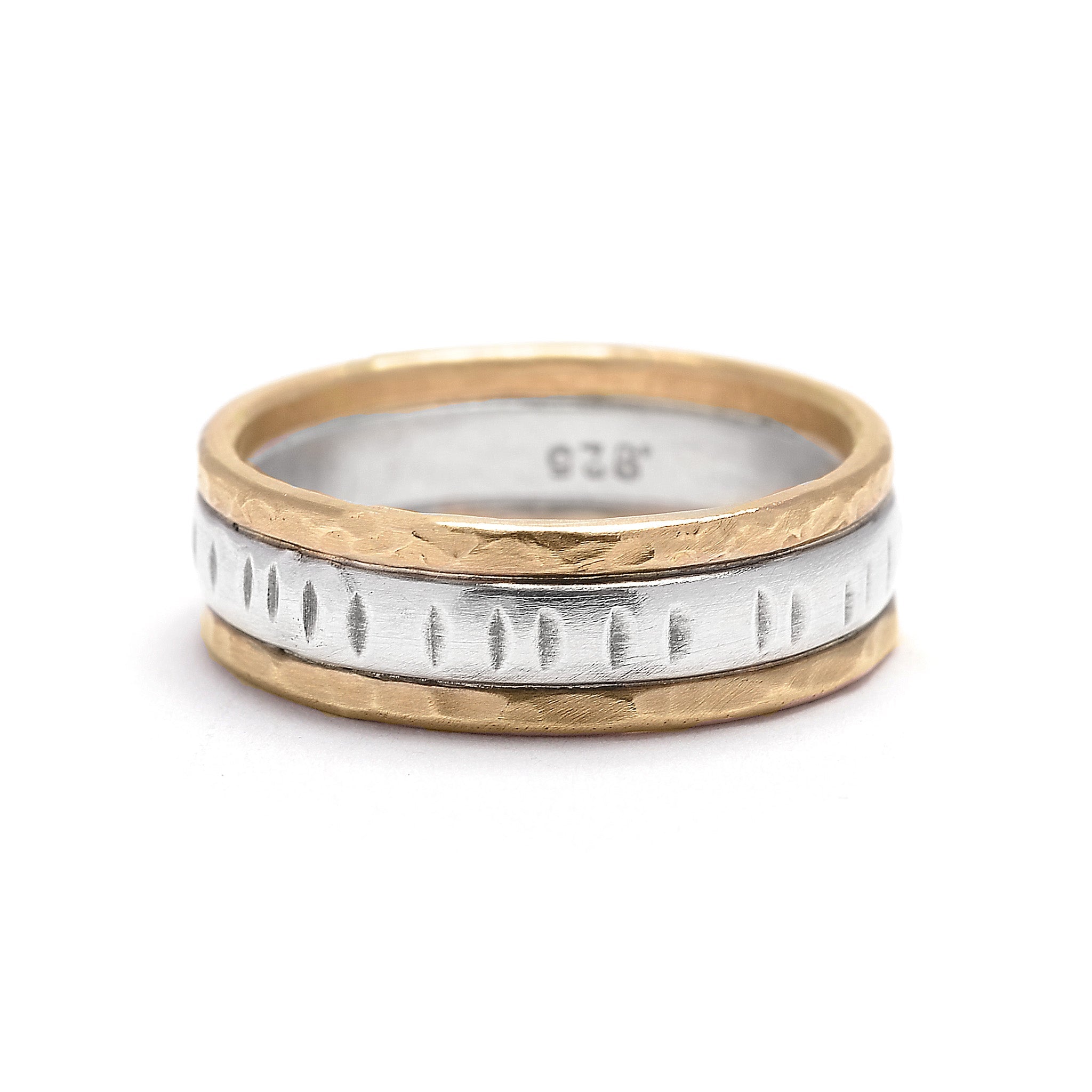 Textured Mixed Metal Band - Rings by J+I Jewelry 7