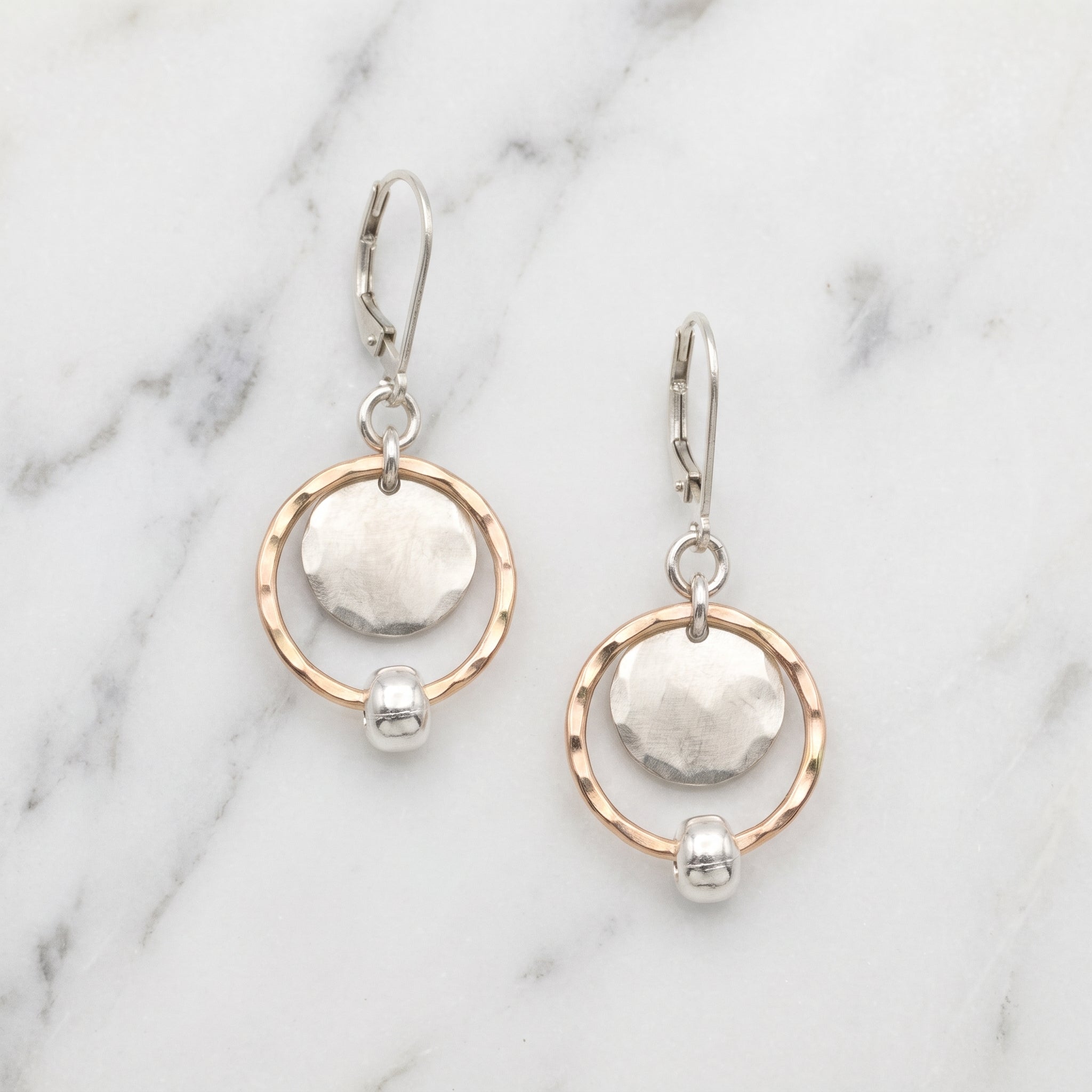 Mixed Metal Nested Circle Drop Earrings