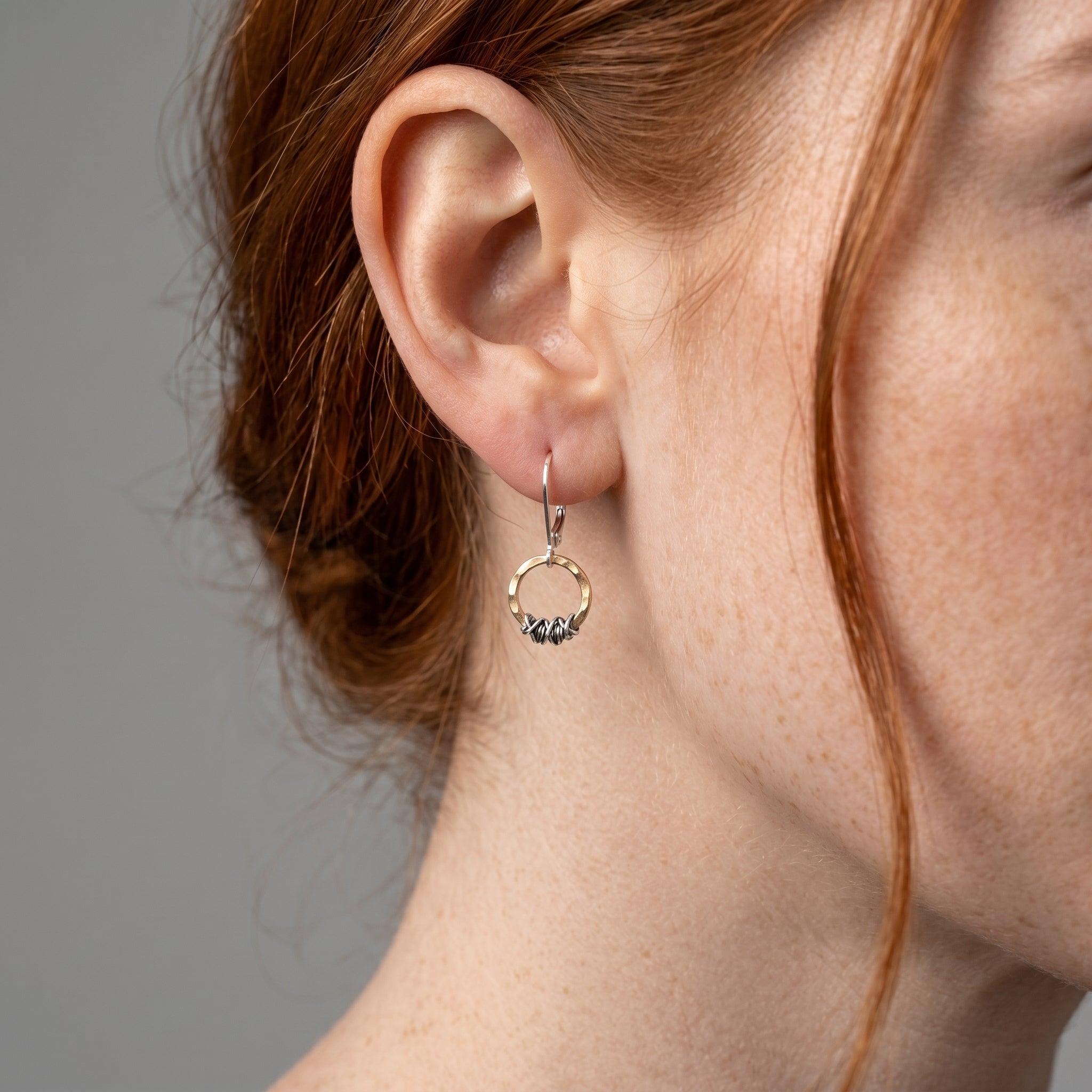 Sterling Wrapped Golden Link Earring