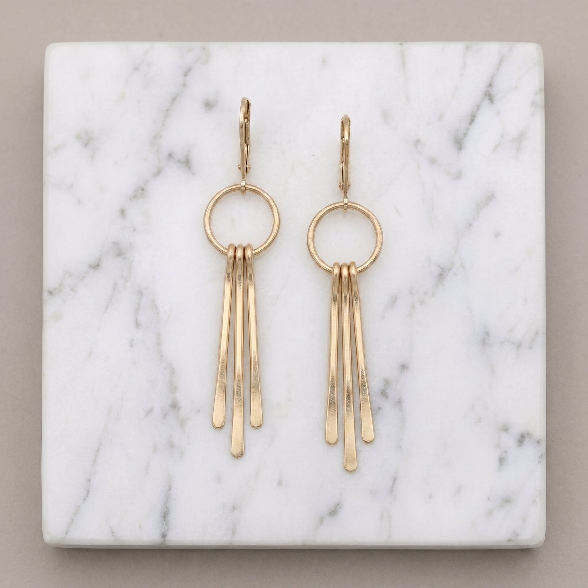 Gold Circle Fringe Drop Earrings