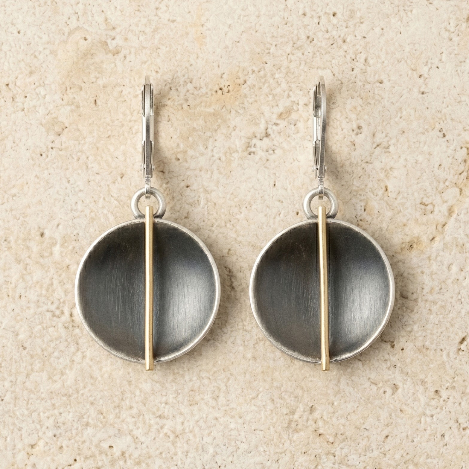 Large Golden Rift Disc Earrings