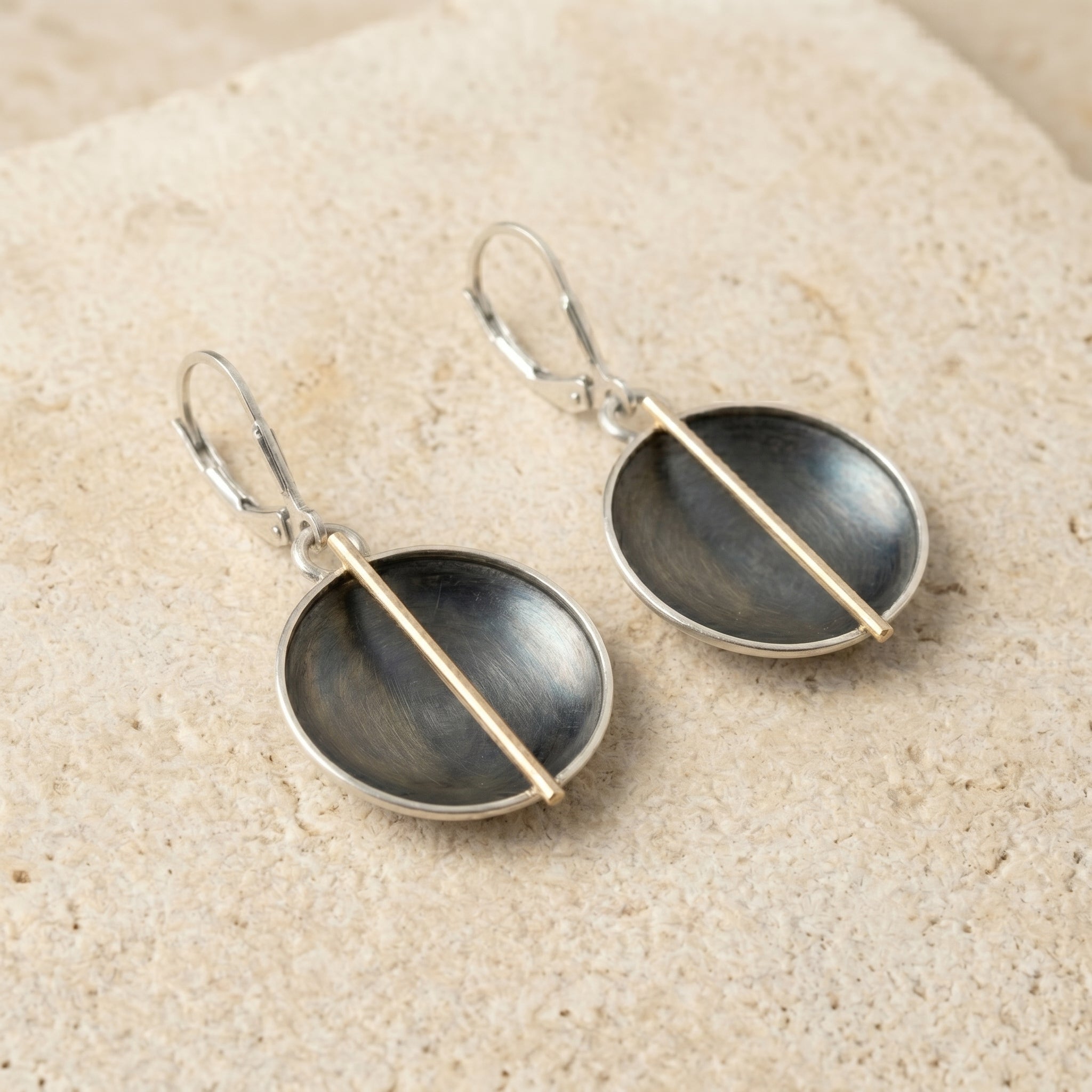 Large Golden Rift Disc Earrings