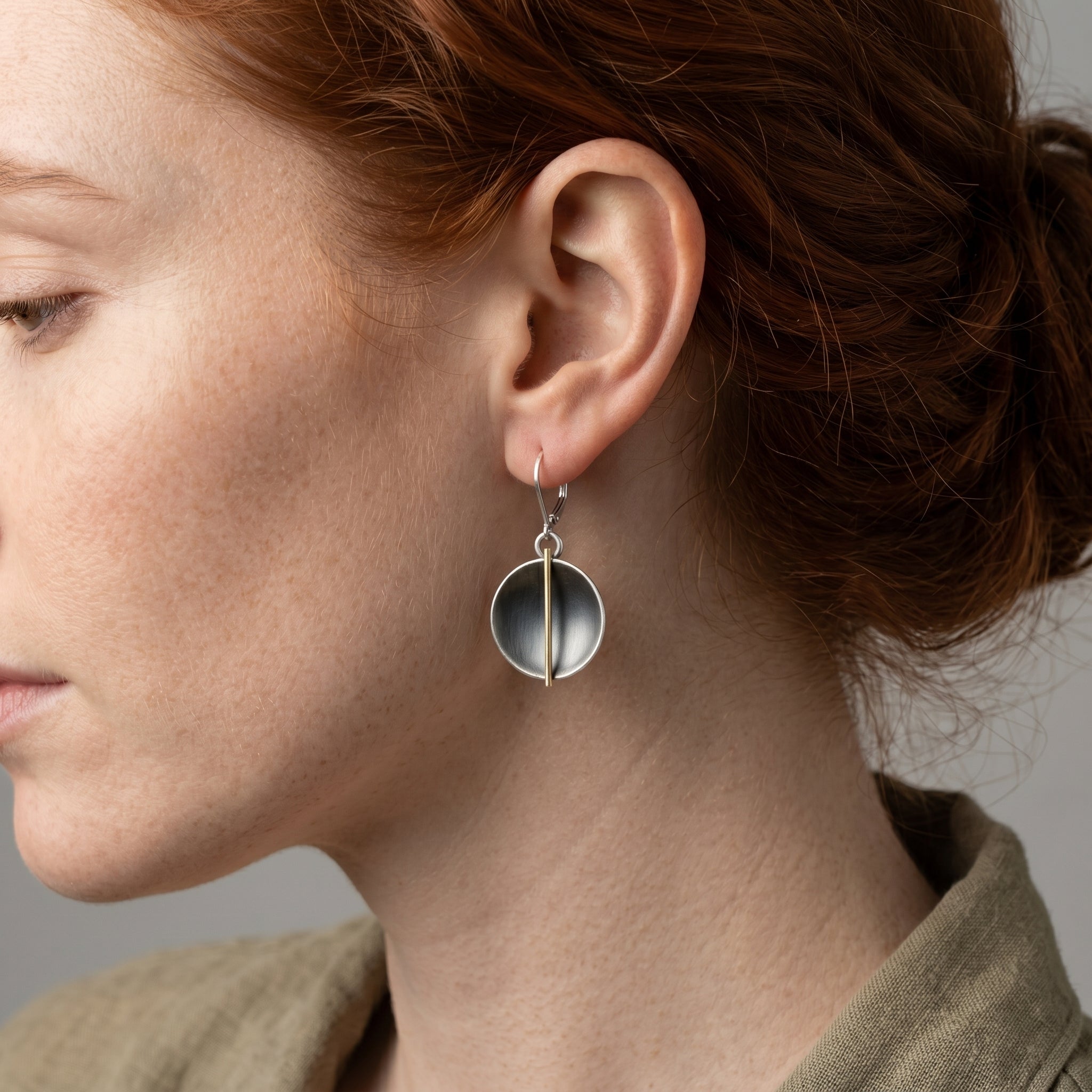 Large Golden Rift Disc Earrings