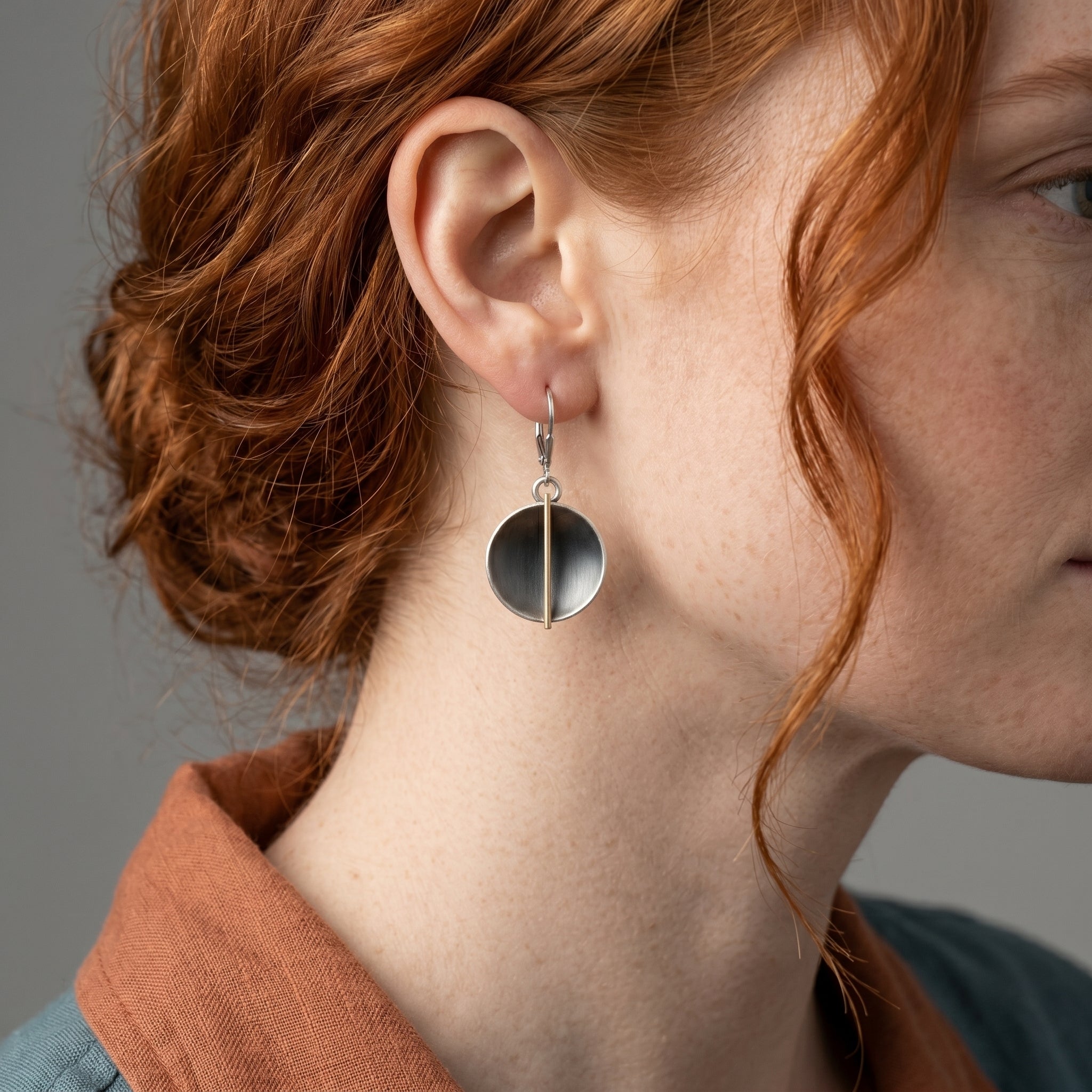 Large Golden Rift Disc Earrings