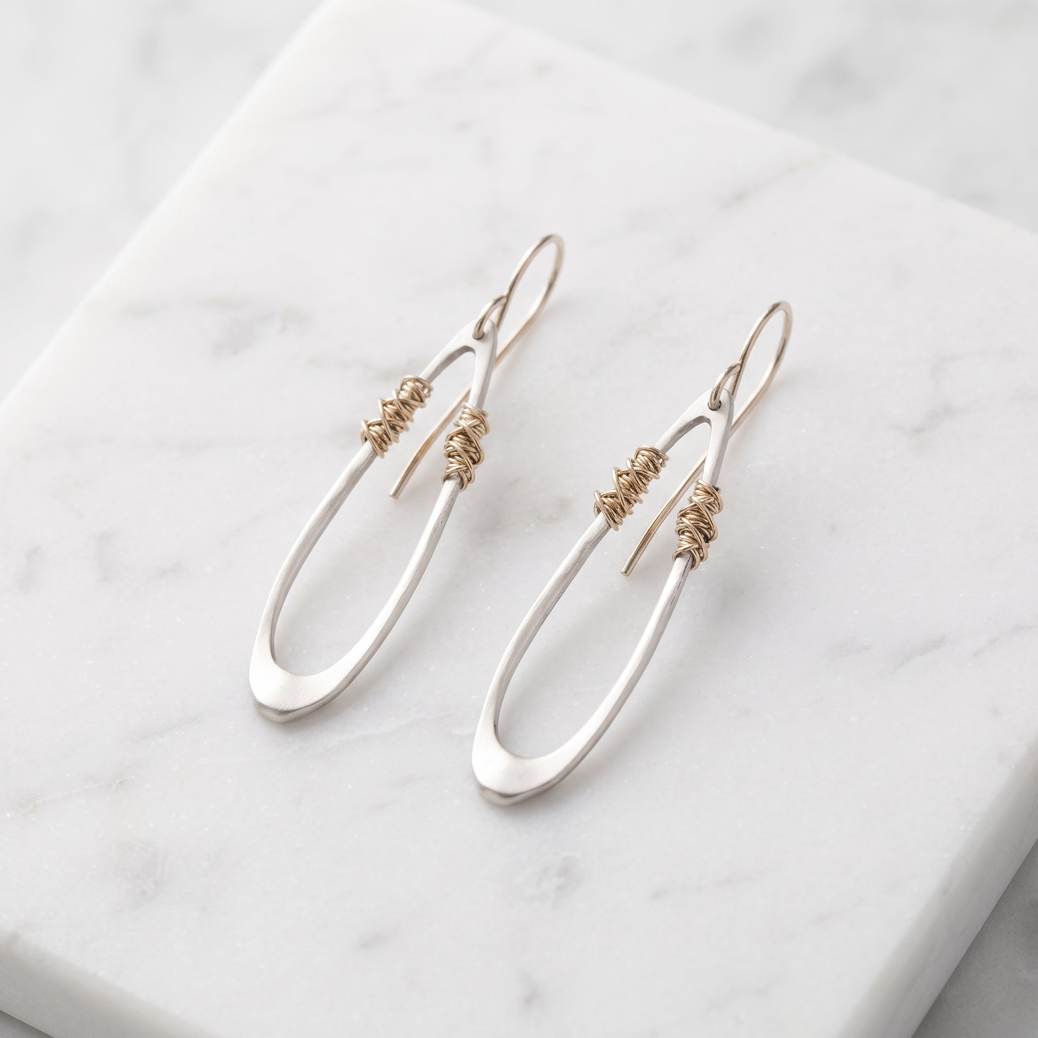 Mixed Metal Open Teardrop Earrings