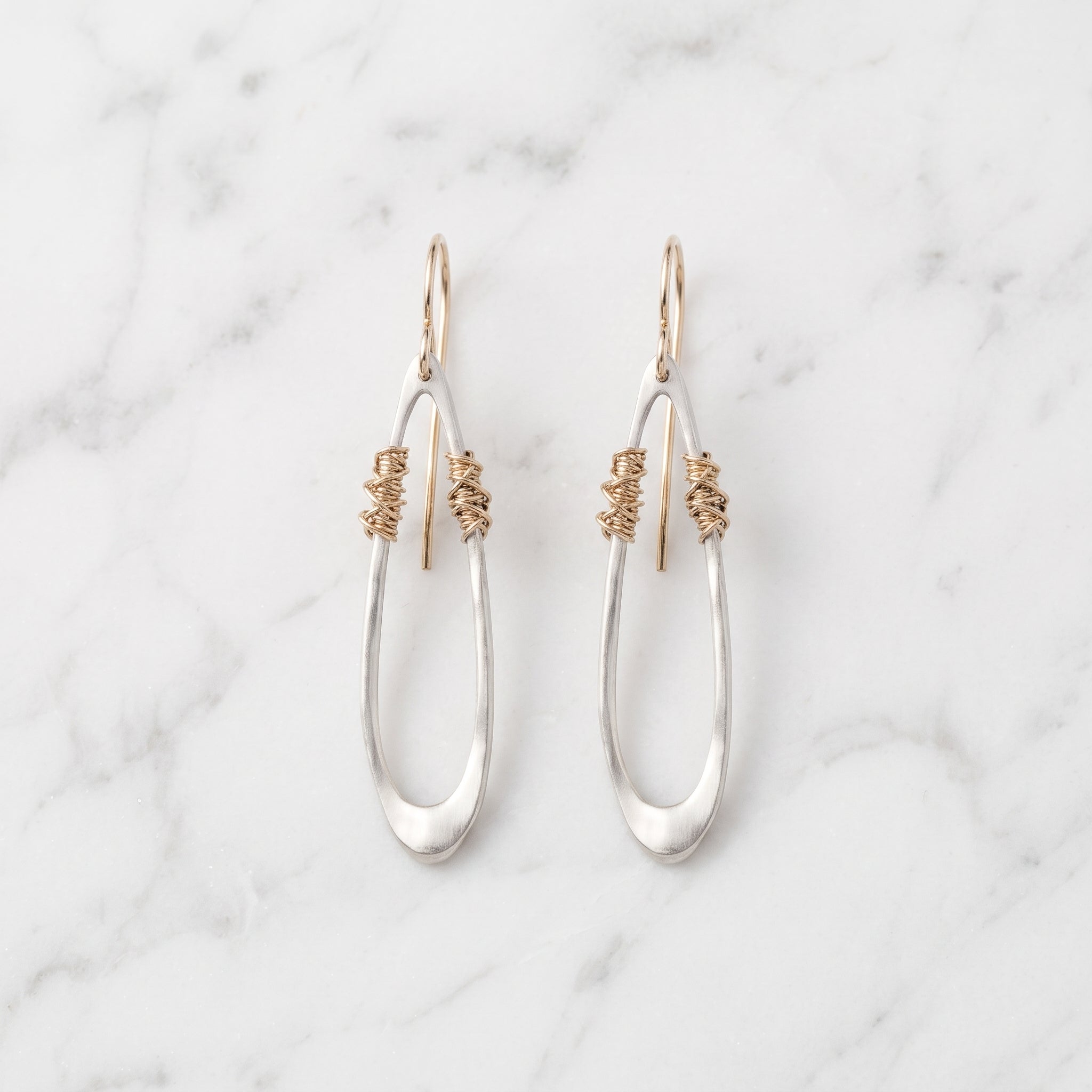 Mixed Metal Open Teardrop Earrings