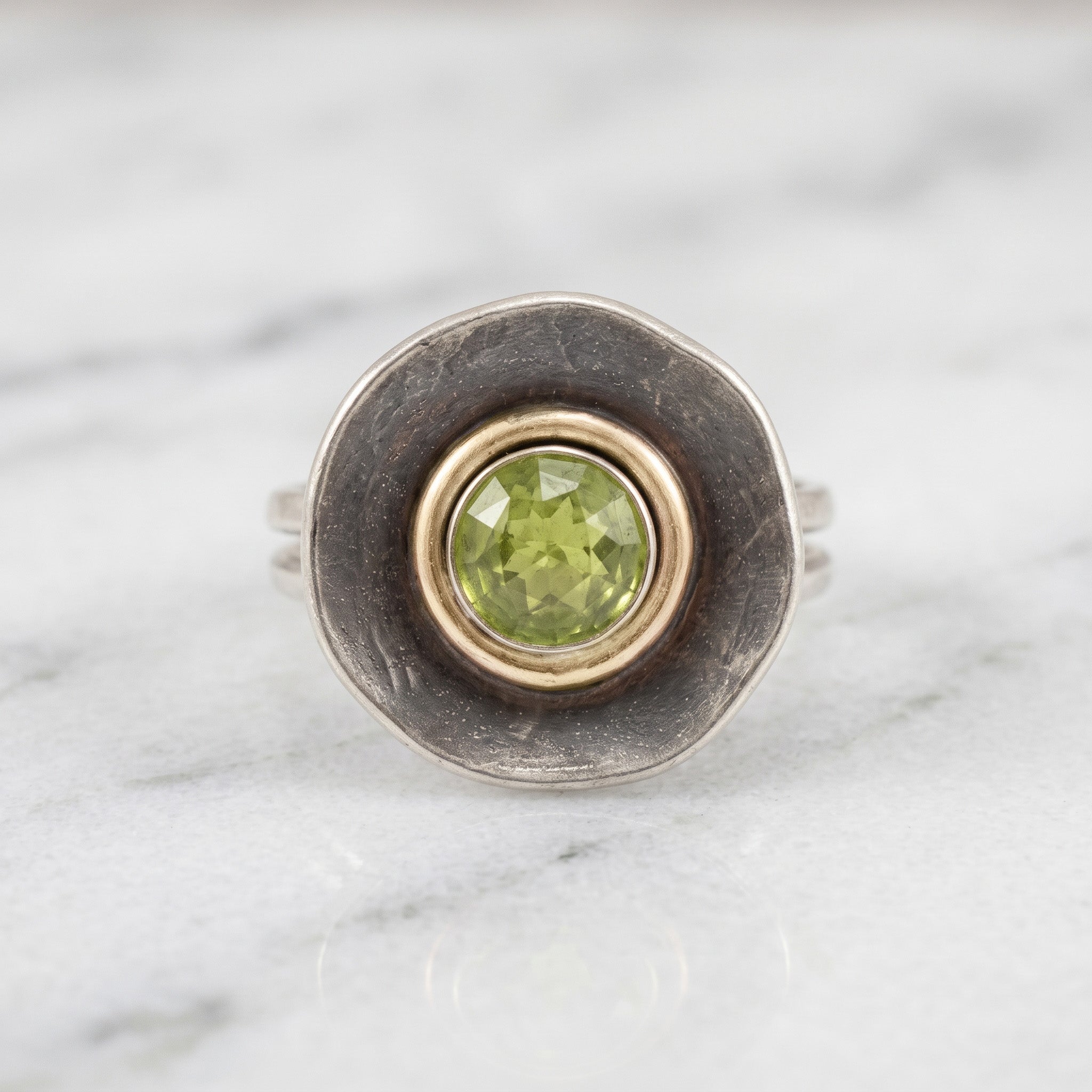 Nested Dish Peridot Ring
