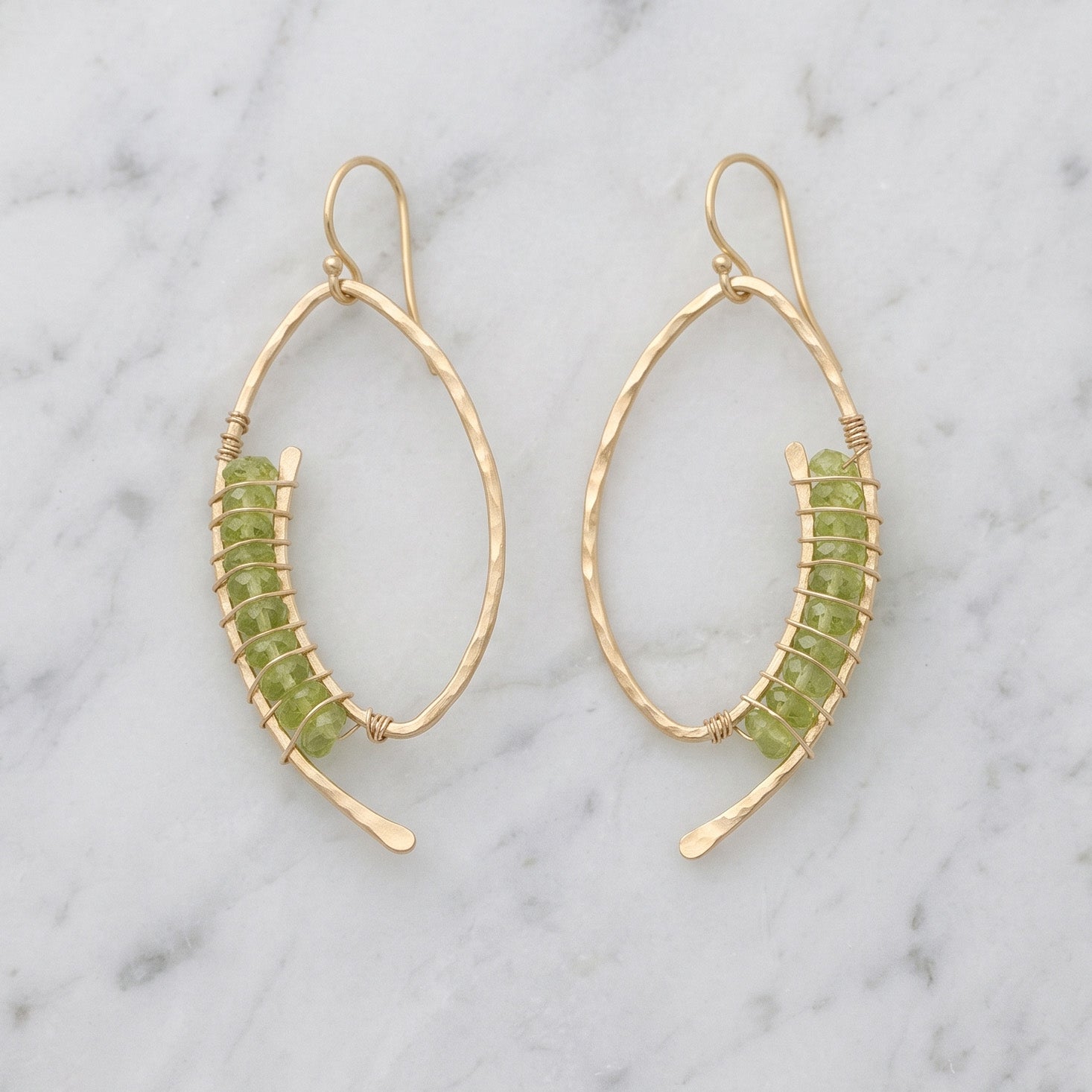 Peridot Wrapped Marquise Earrings