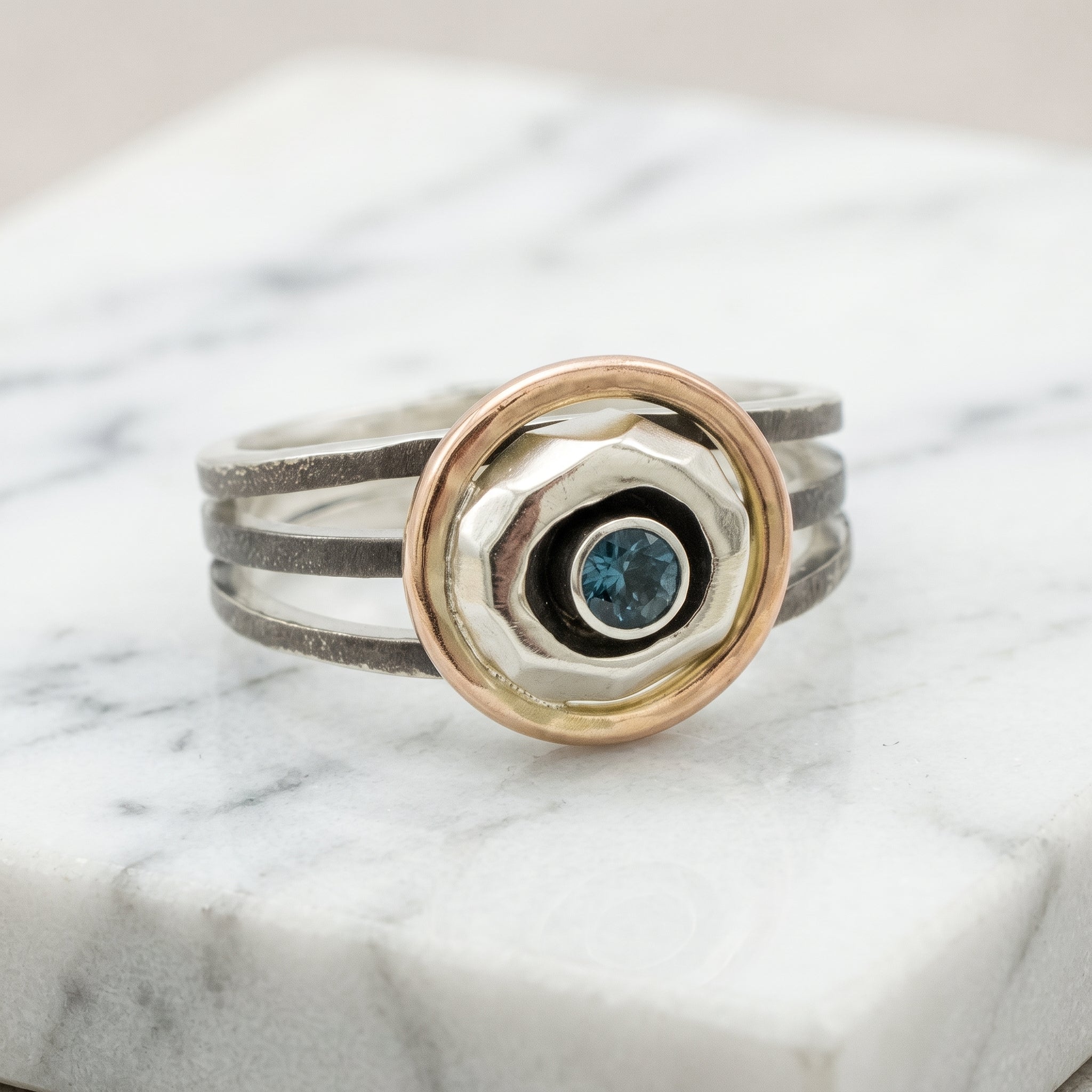 Layered Halo Topaz Multi-Band Ring