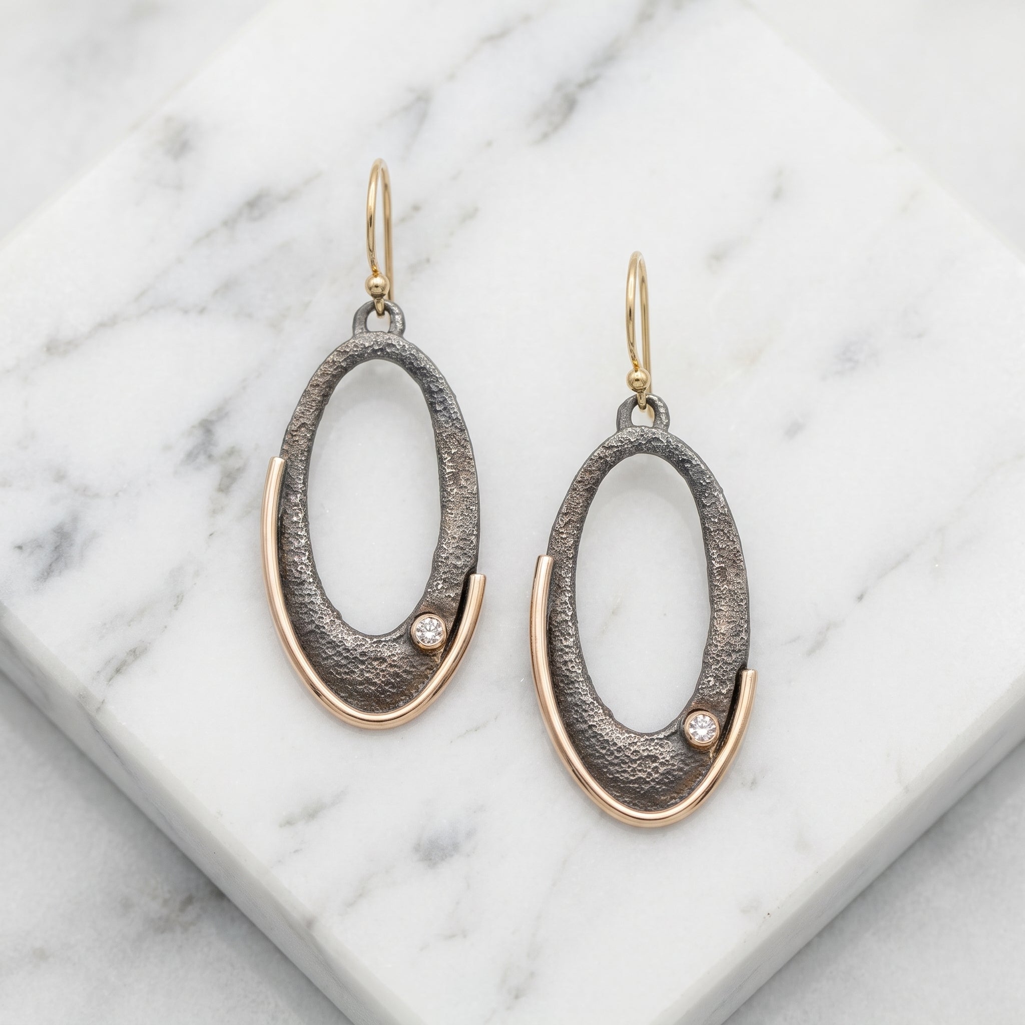 Gilded Arc Oval Earrings
