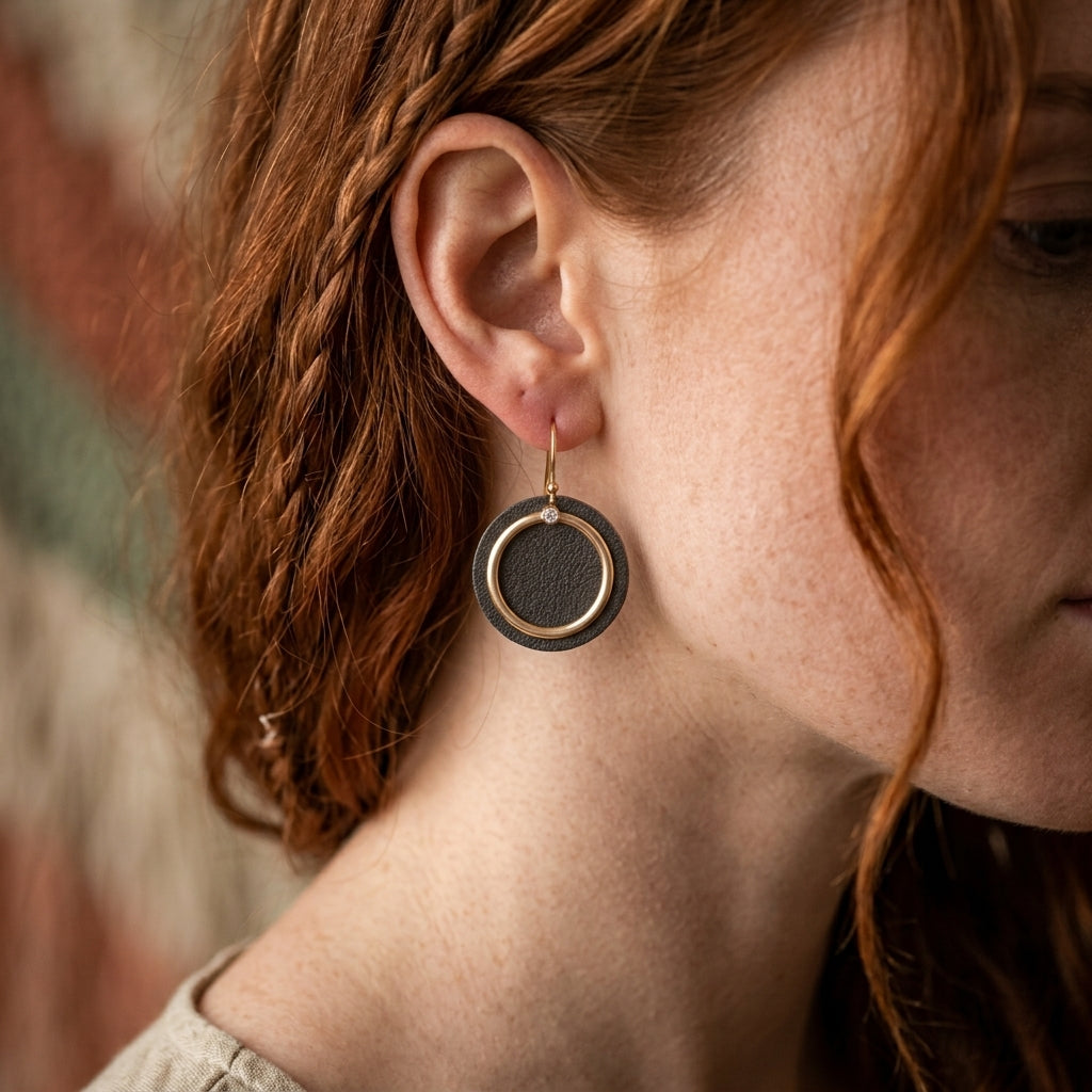 Ringed Disc Drop Earrings