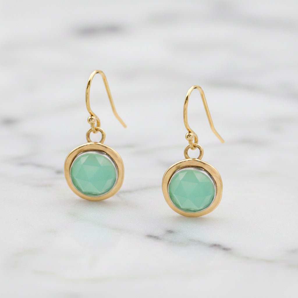 Chalcedony Rose Cut Drop Earrings - Earrings