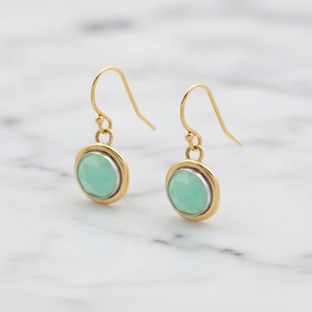 Chalcedony Rose Cut Drop Earrings - Earrings