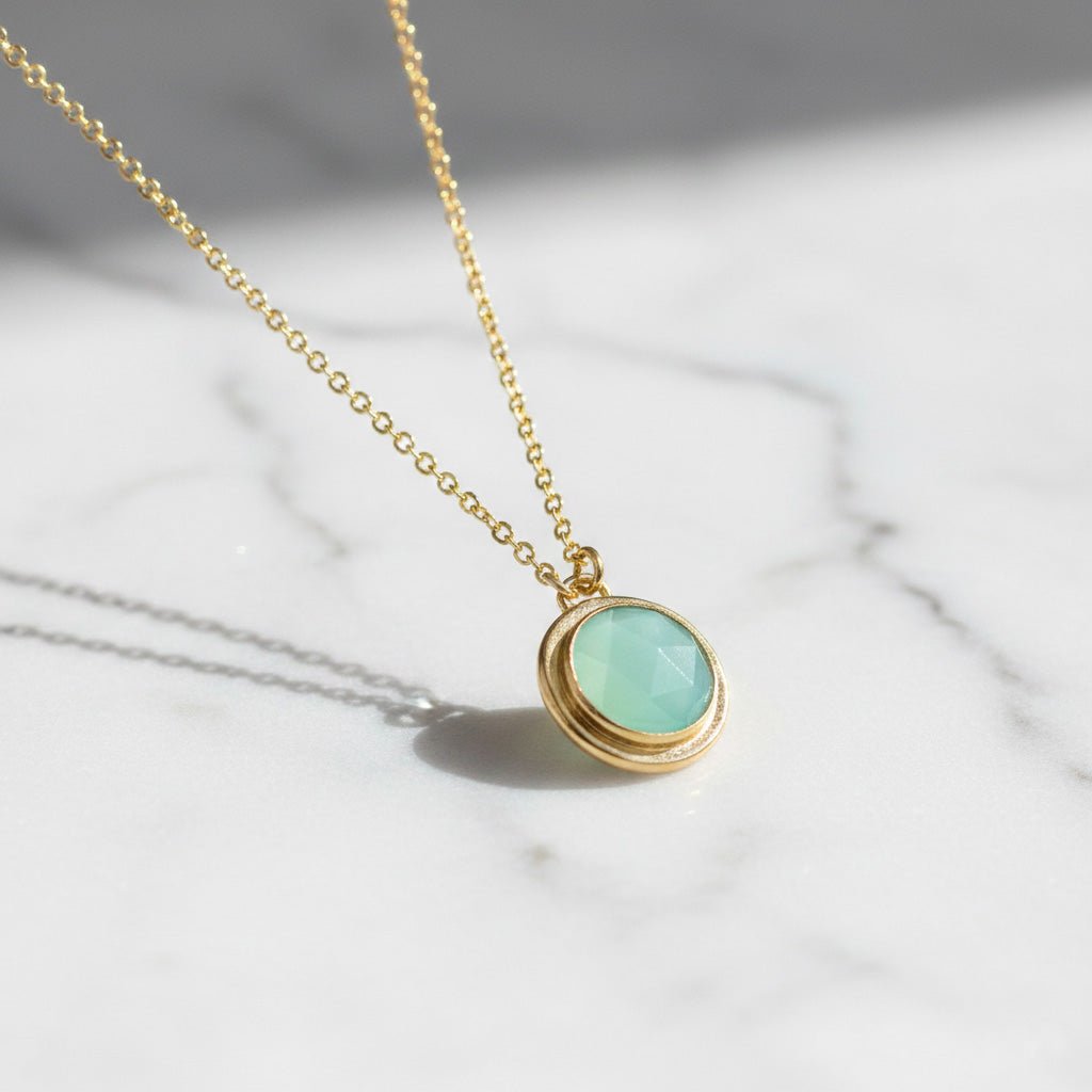 Chalcedony Rose Cut Pendant Necklace - Necklaces