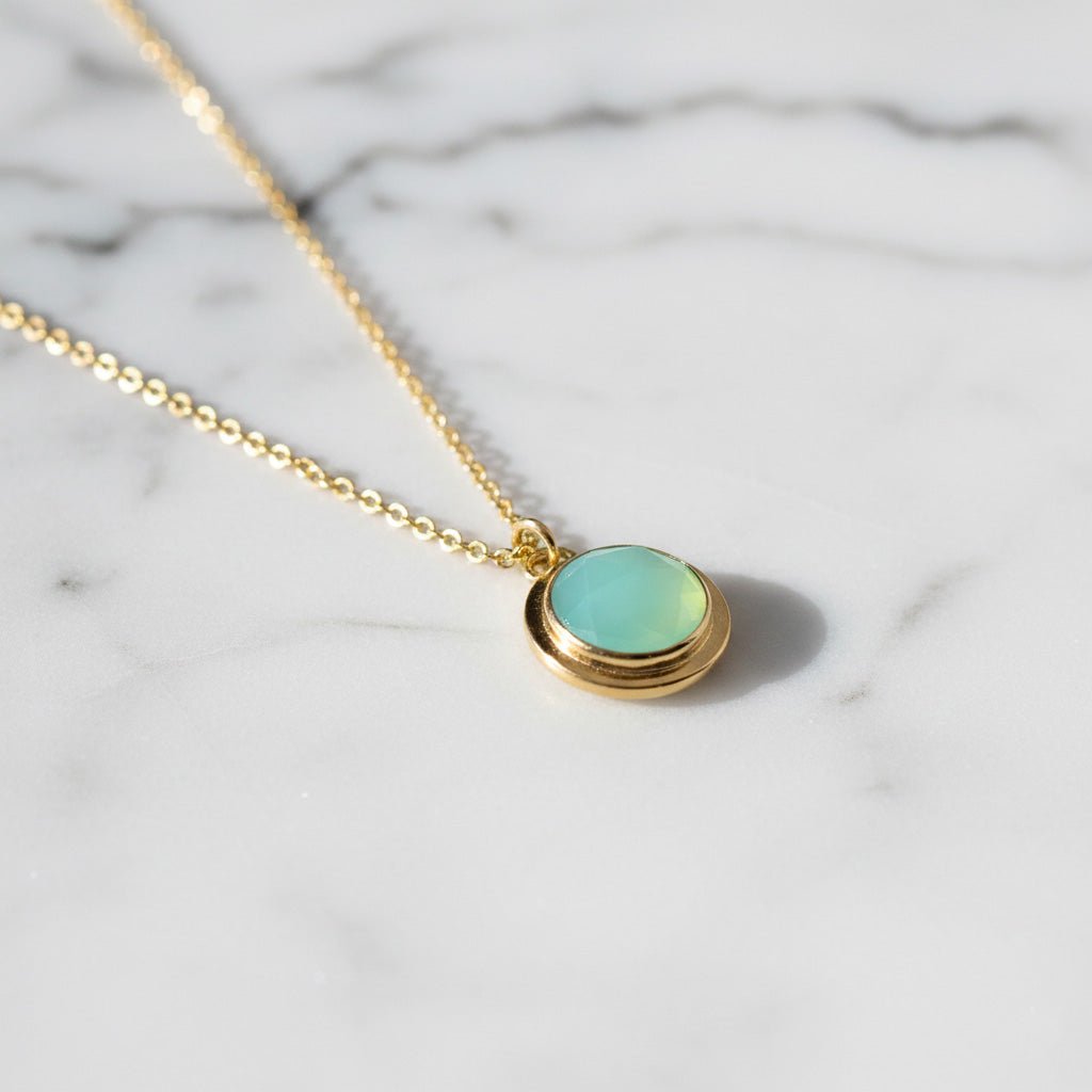 Chalcedony Rose Cut Pendant Necklace - Necklaces