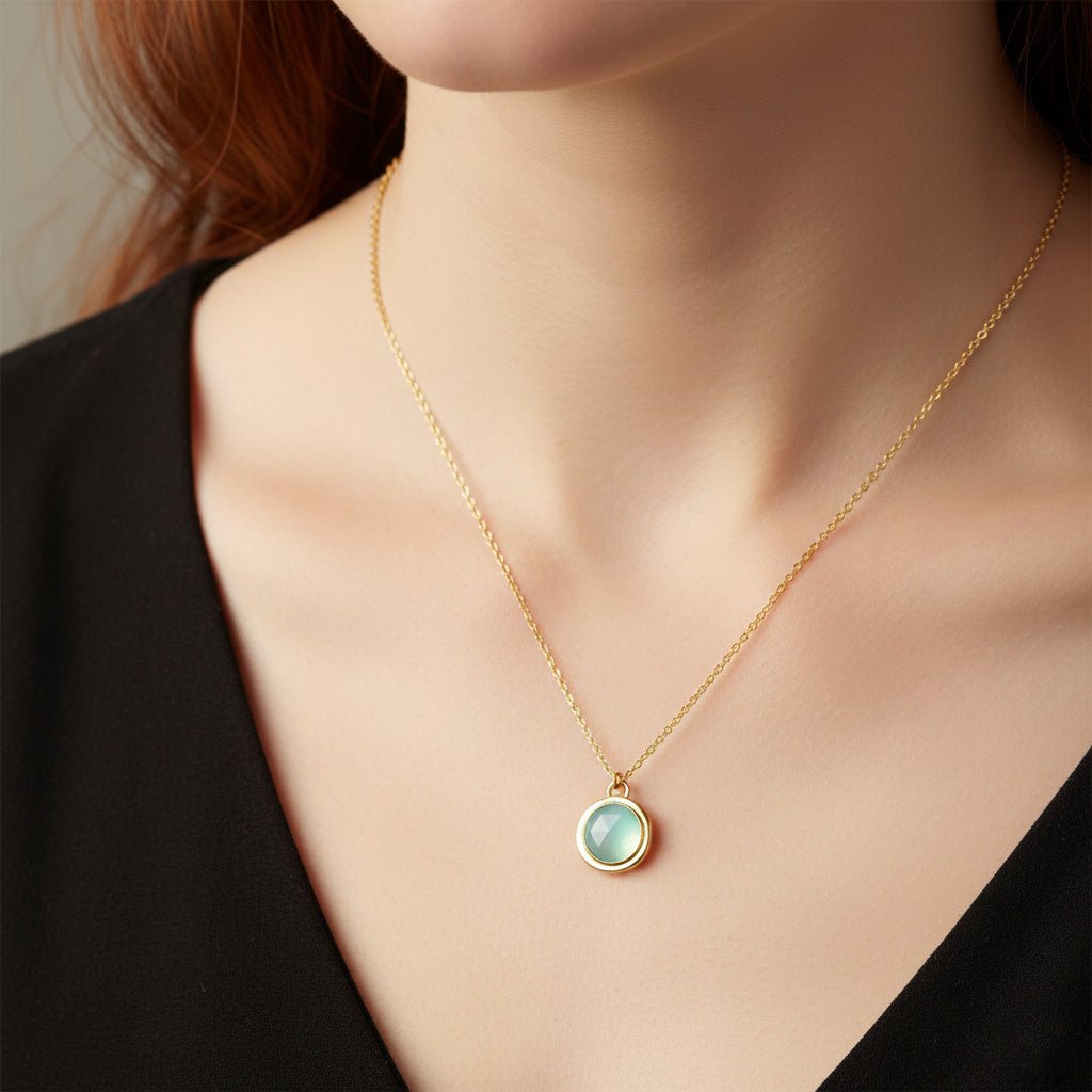 Chalcedony Rose Cut Pendant Necklace - Necklaces