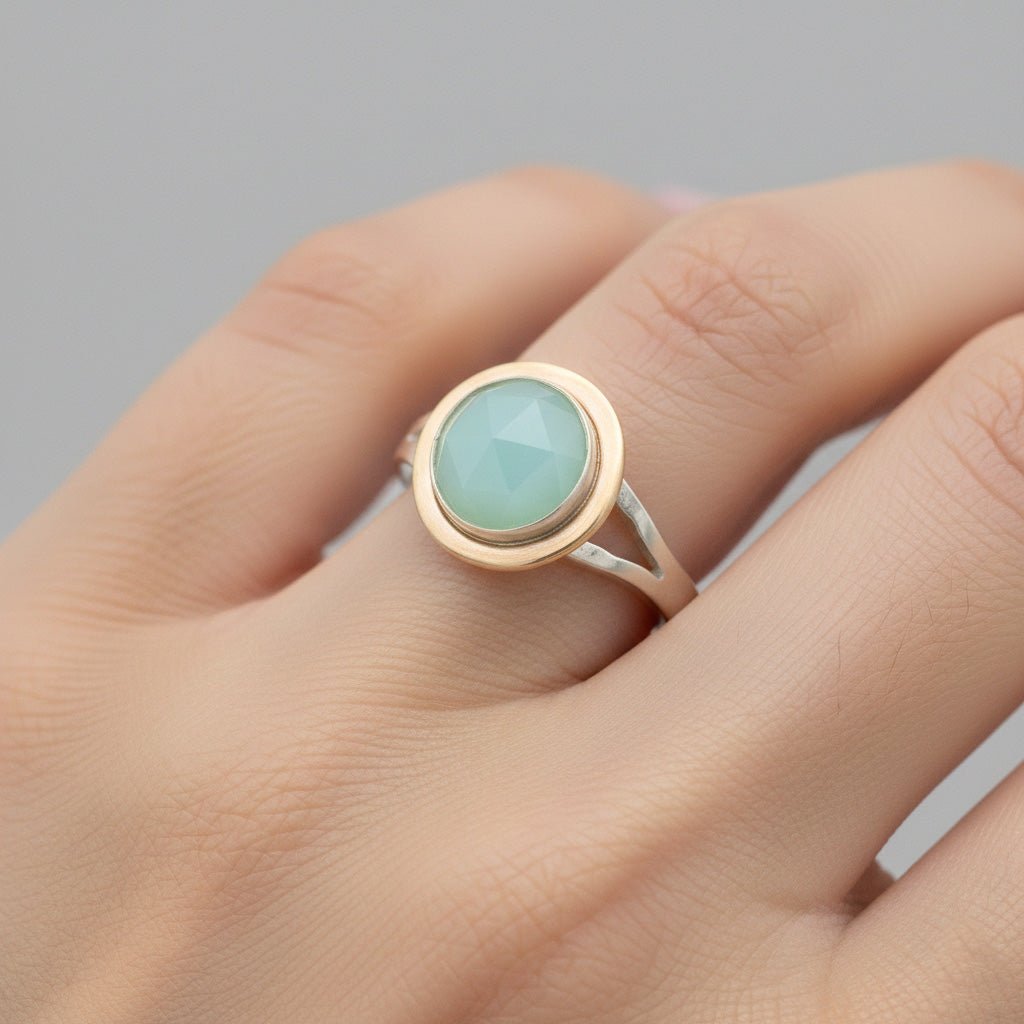 Chalcedony Rose Cut Ring - Earrings