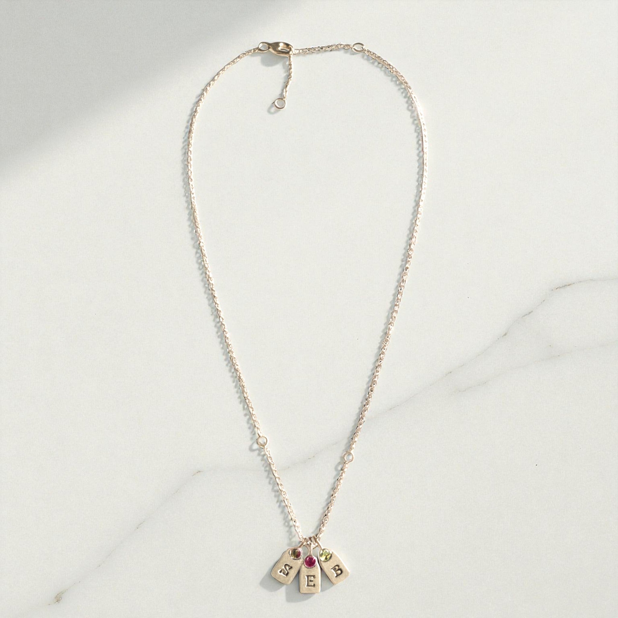 Custom Initials Birthstone Necklace - Necklaces