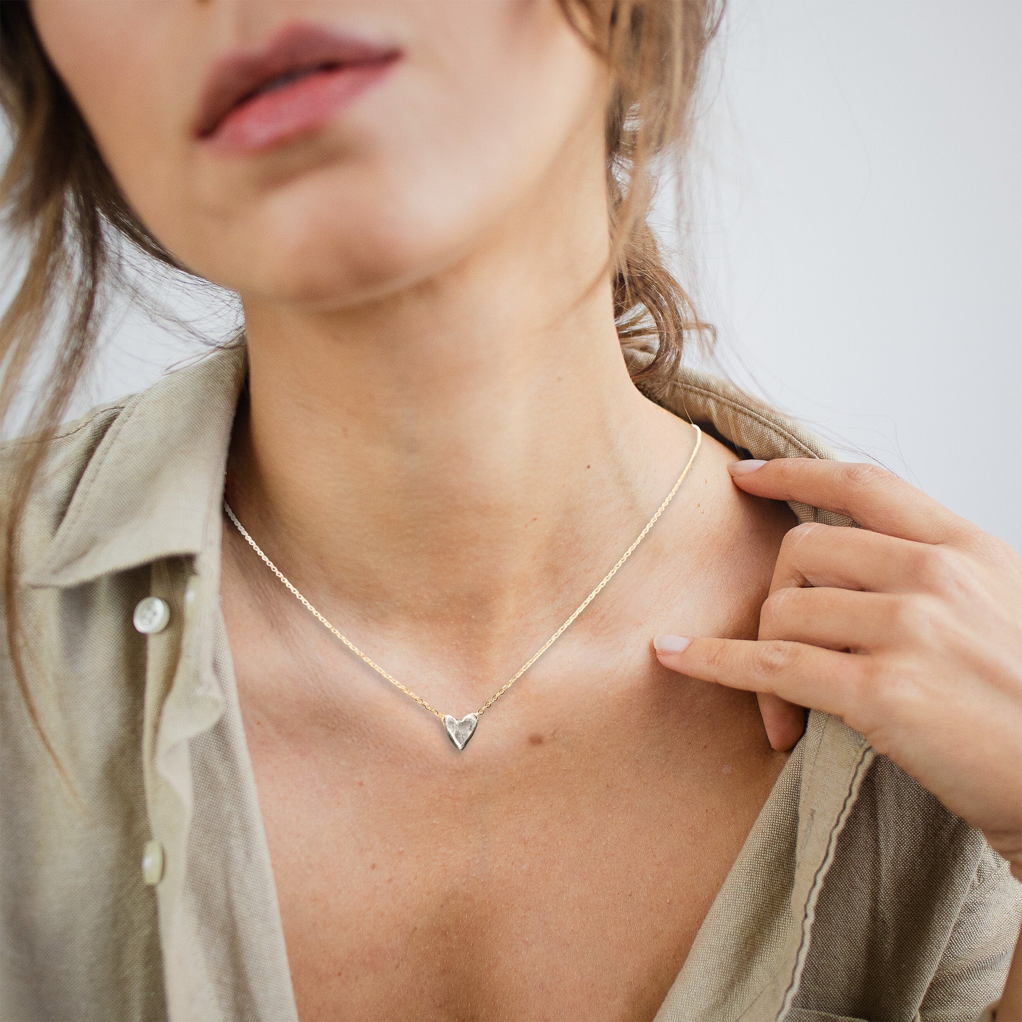 Dainty Silver + Gold Heart Necklace - Necklaces