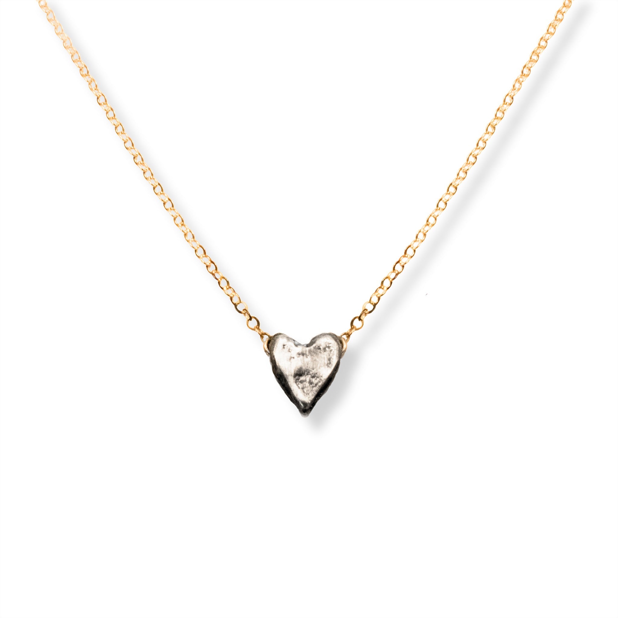 Dainty Silver + Gold Heart Necklace - Necklaces