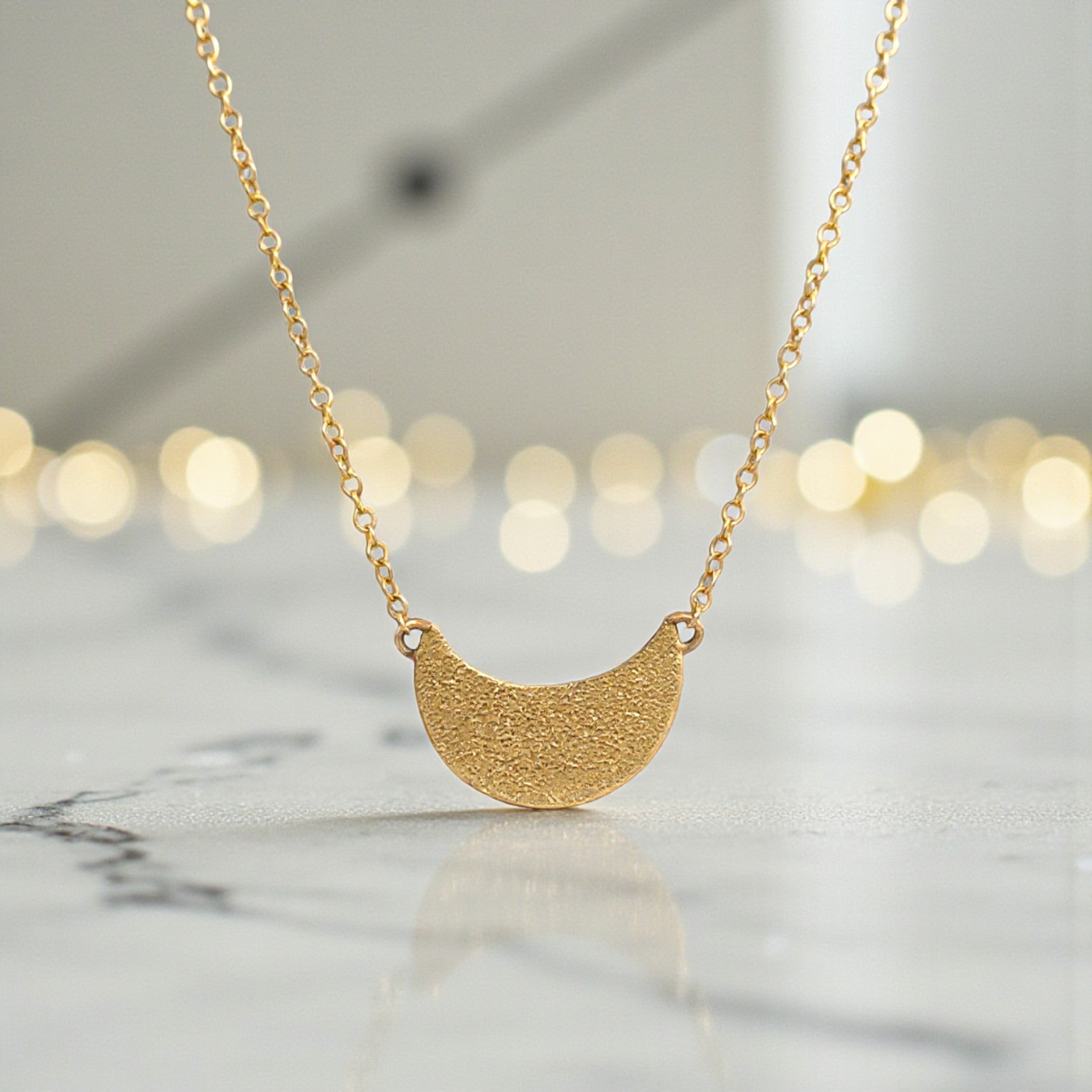 Dappled Crescent Moon Necklace - Necklaces