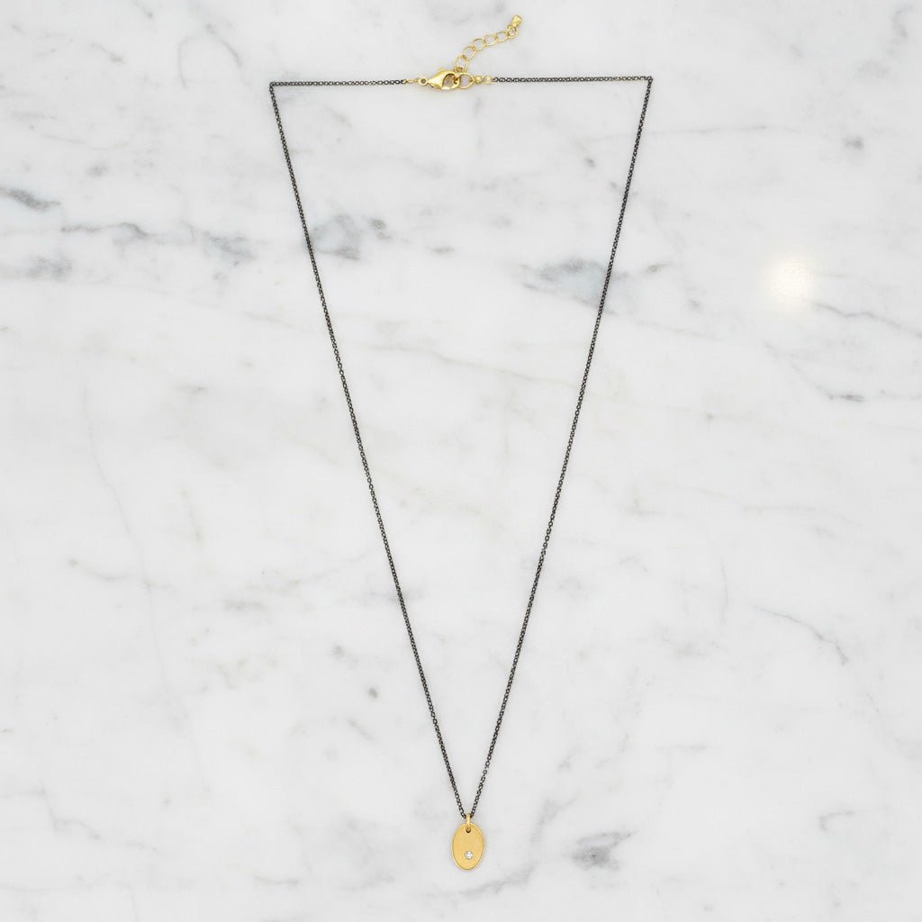 Diamond Gold Tab Necklace - Necklaces