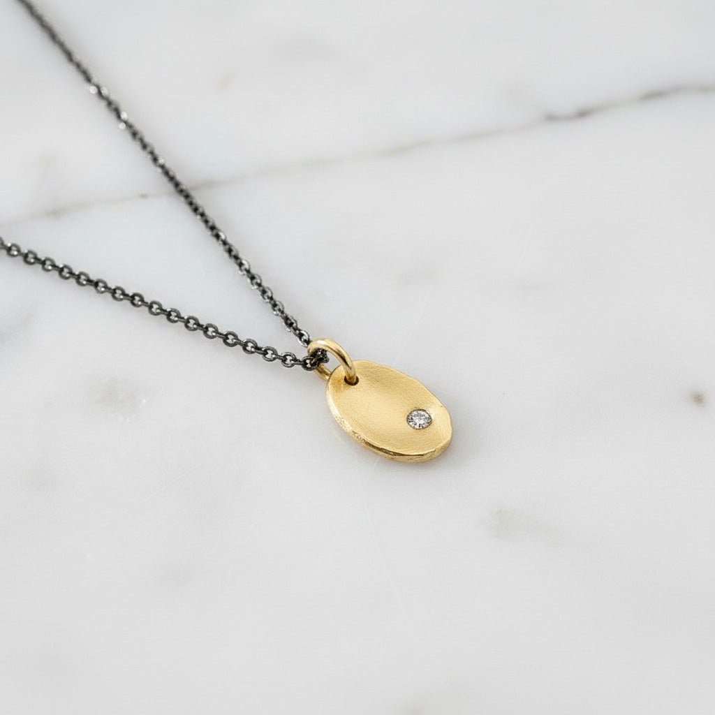 Diamond Gold Tab Necklace - Necklaces