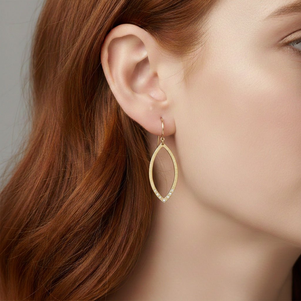 Diamond Open Pendant Earrings - Earrings