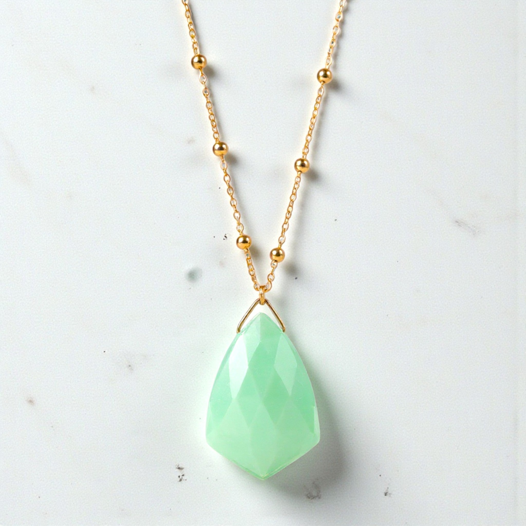 Faceted Chalcedony Arrowpoint Pendant - Necklaces