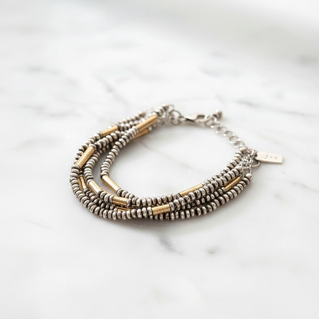 Five - Strand Mixed Metal Bracelet - Bracelets