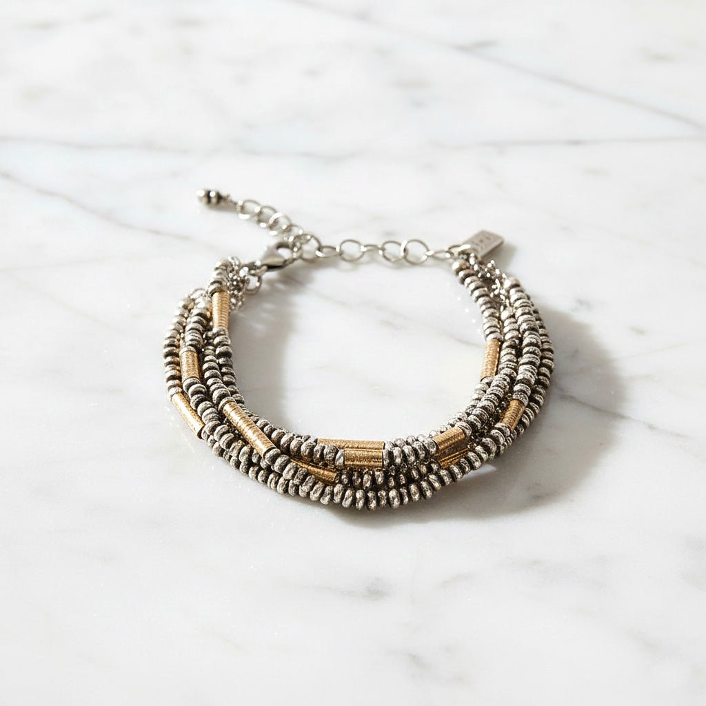 Five - Strand Mixed Metal Bracelet - Bracelets