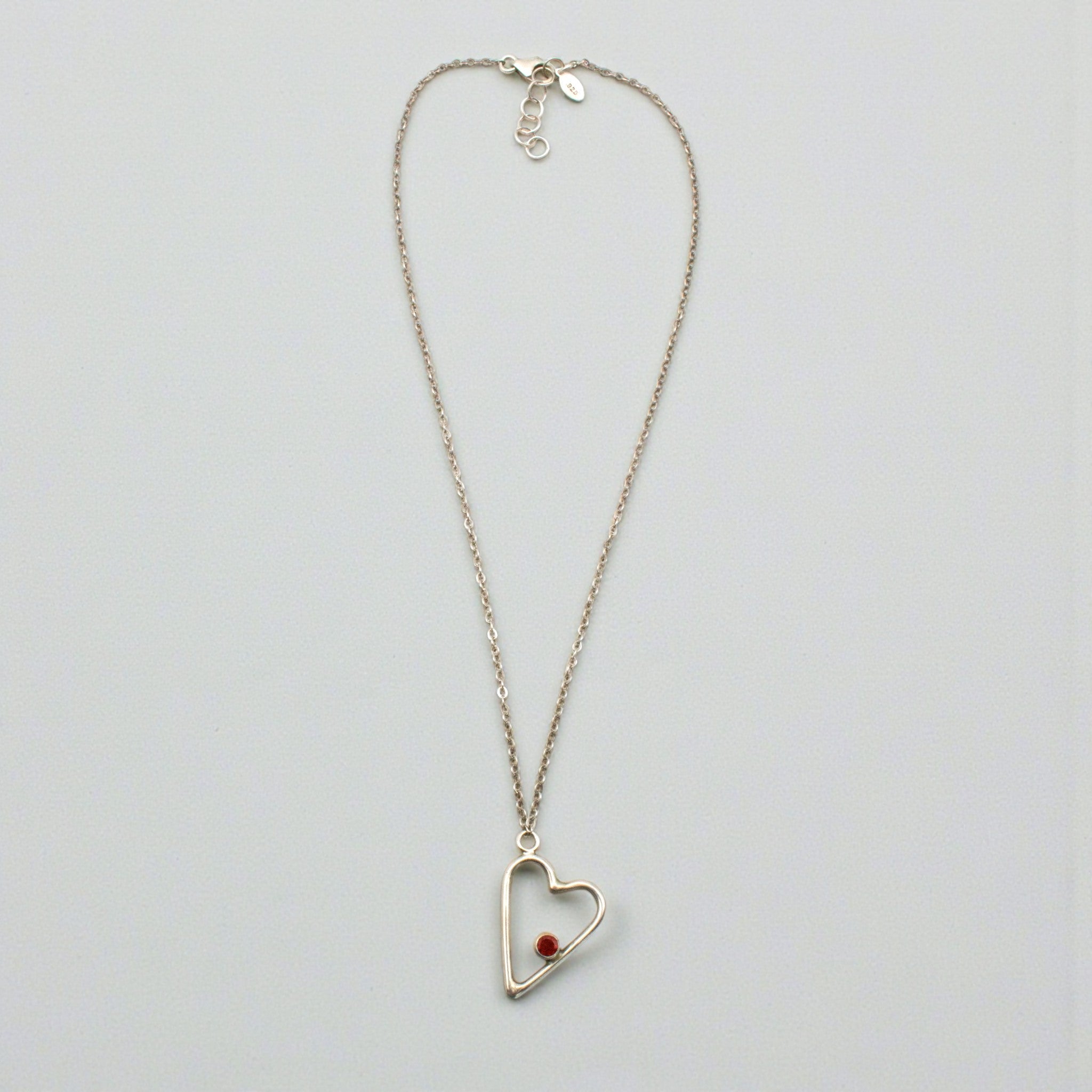 Garnet Heart Pendant Necklace - Necklaces