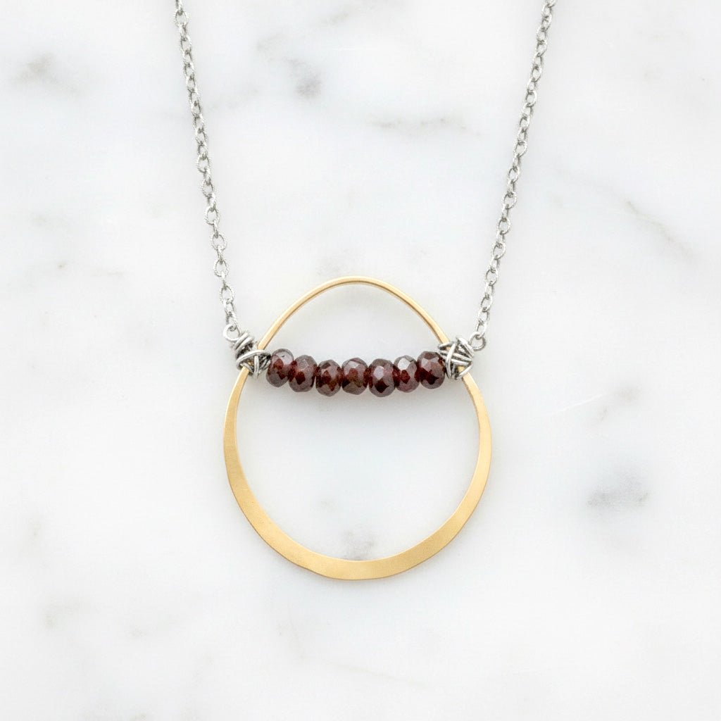 Gemstone Arc Pendant Necklace - Necklaces