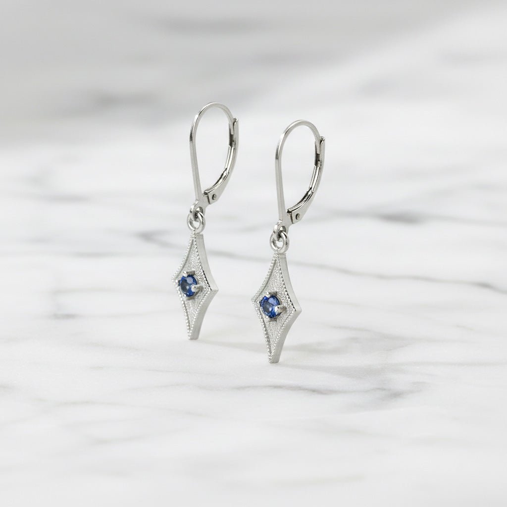 Geometric Tanzanite Earrings - Earrings