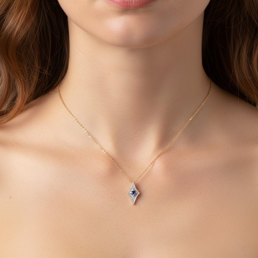 Geometric Tanzanite Pendant Necklace - Necklaces