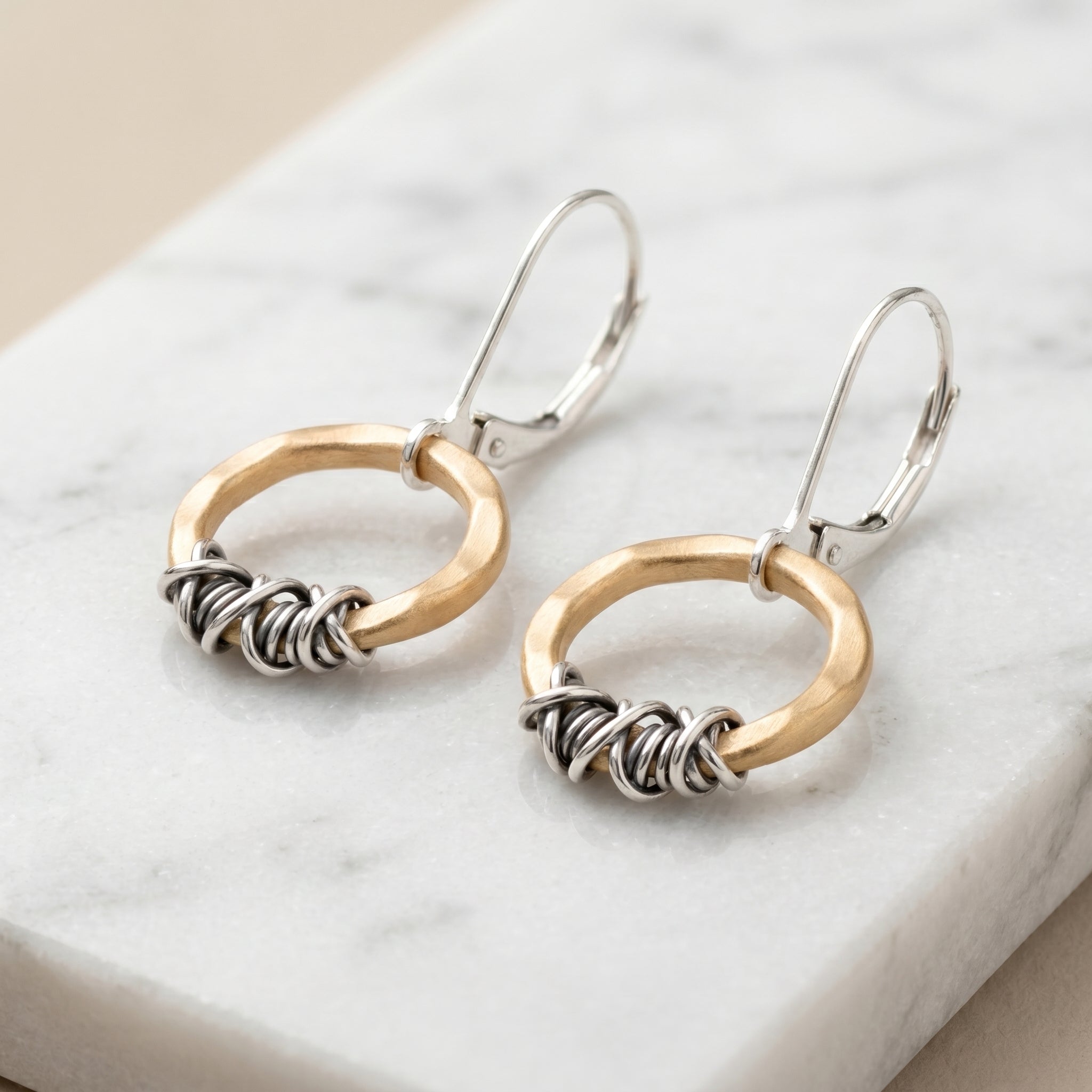 Sterling Wrapped Golden Link Earring