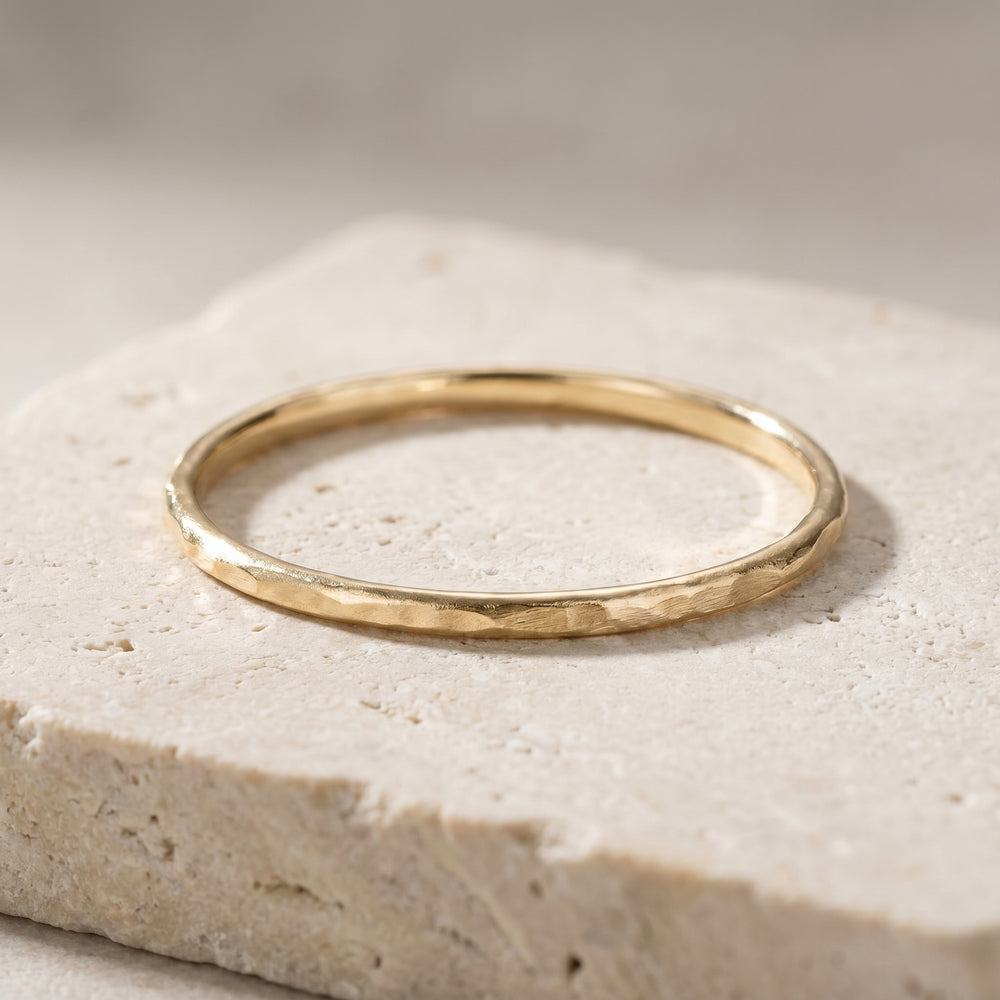 Gilded Hammered Stacker Ring 14K Gold-Filled 1.3mm | Stacking | J+I