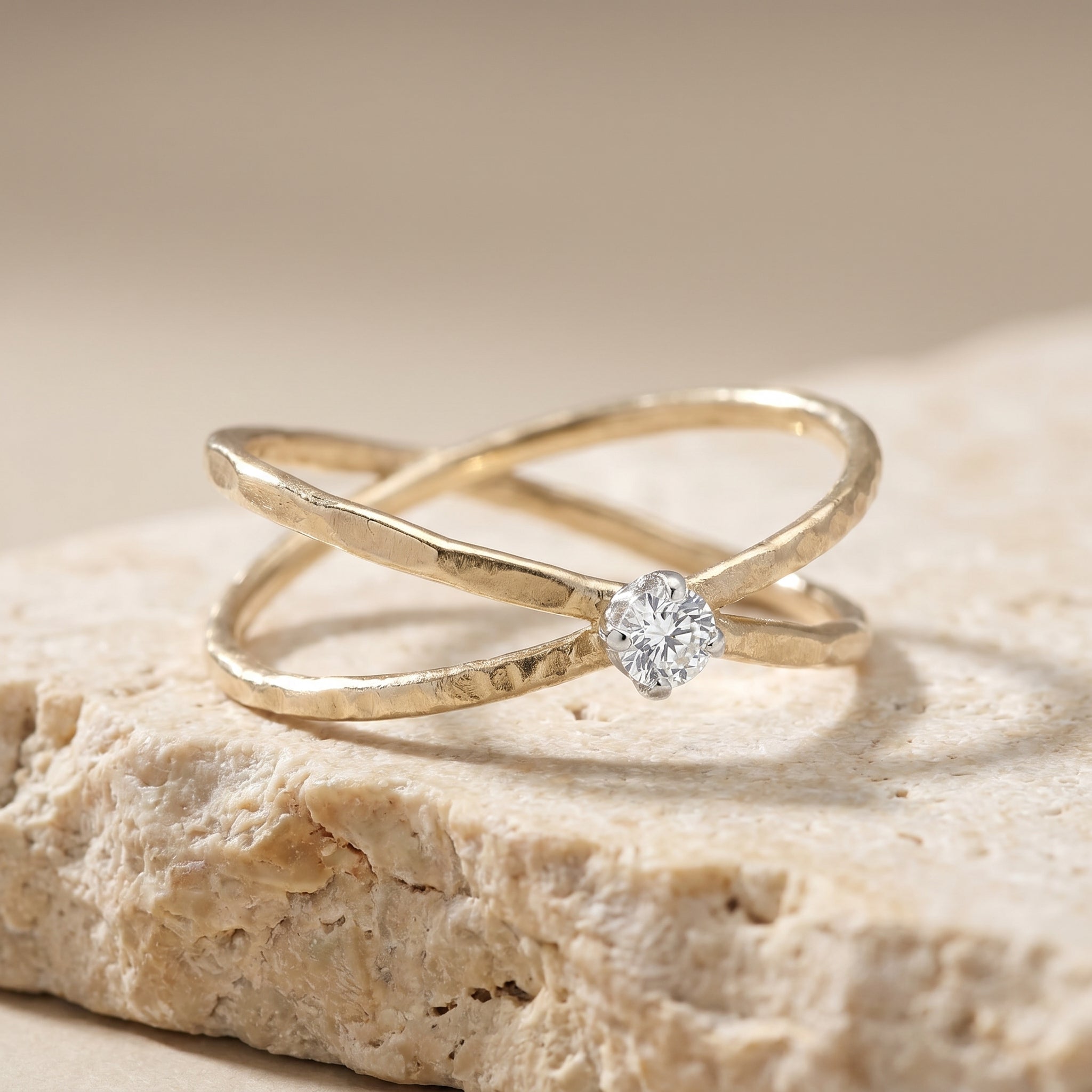 Gilded Sparkle Crisscross Ring