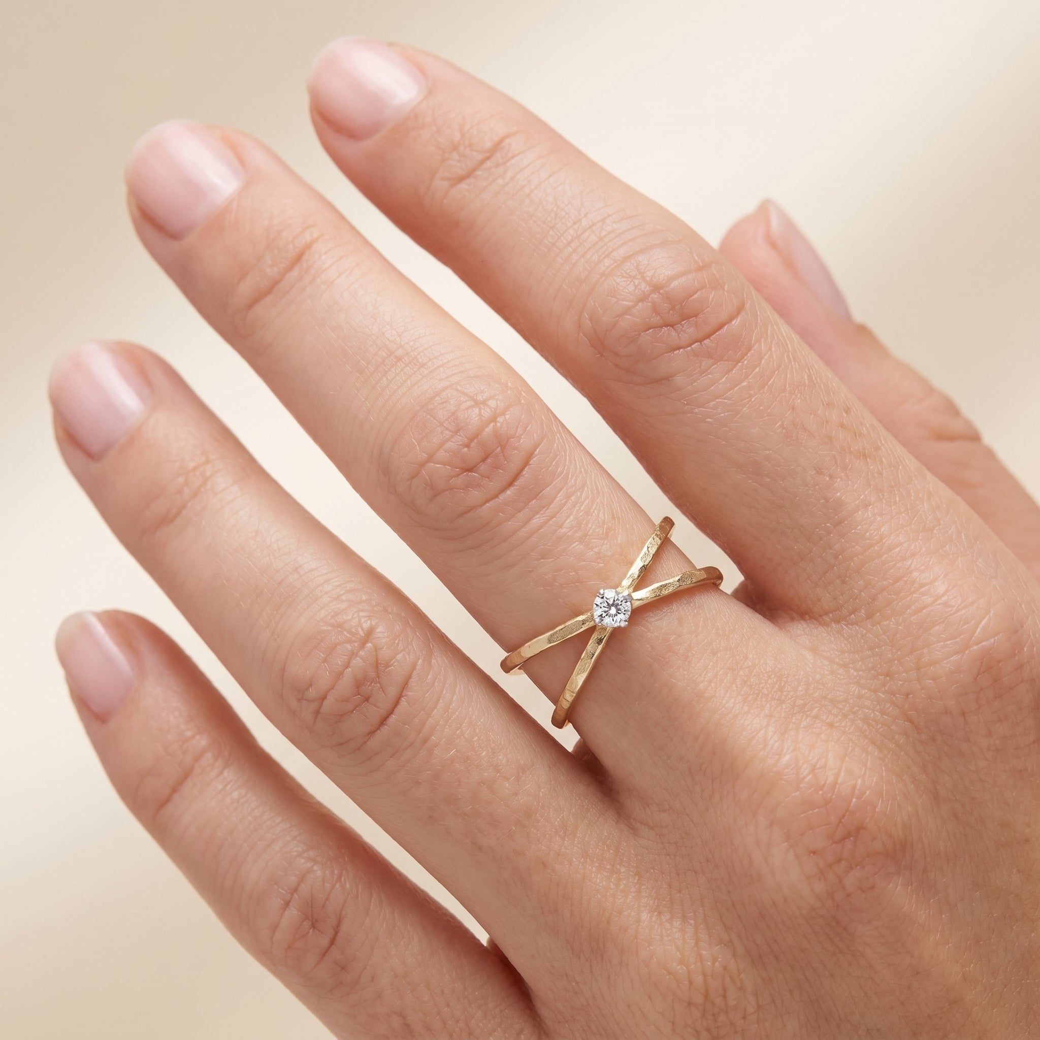 Gilded Sparkle Crisscross Ring