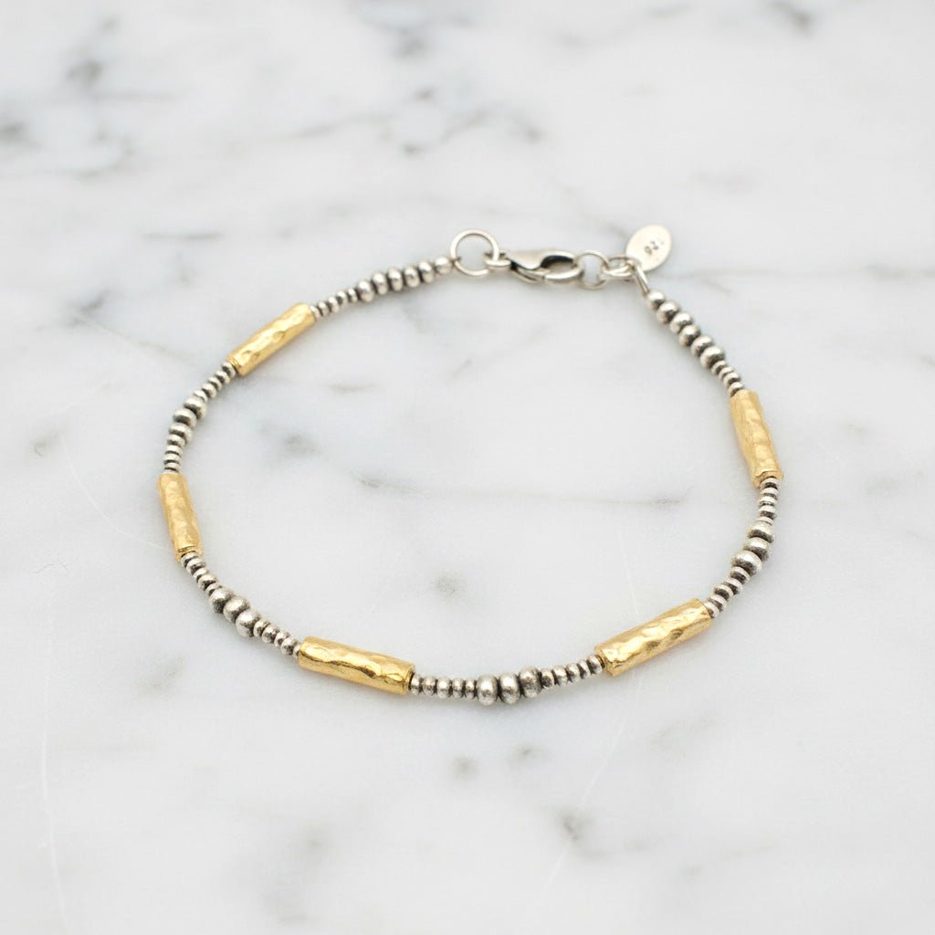 Hammered Mixed Metal Bracelet - Bracelets
