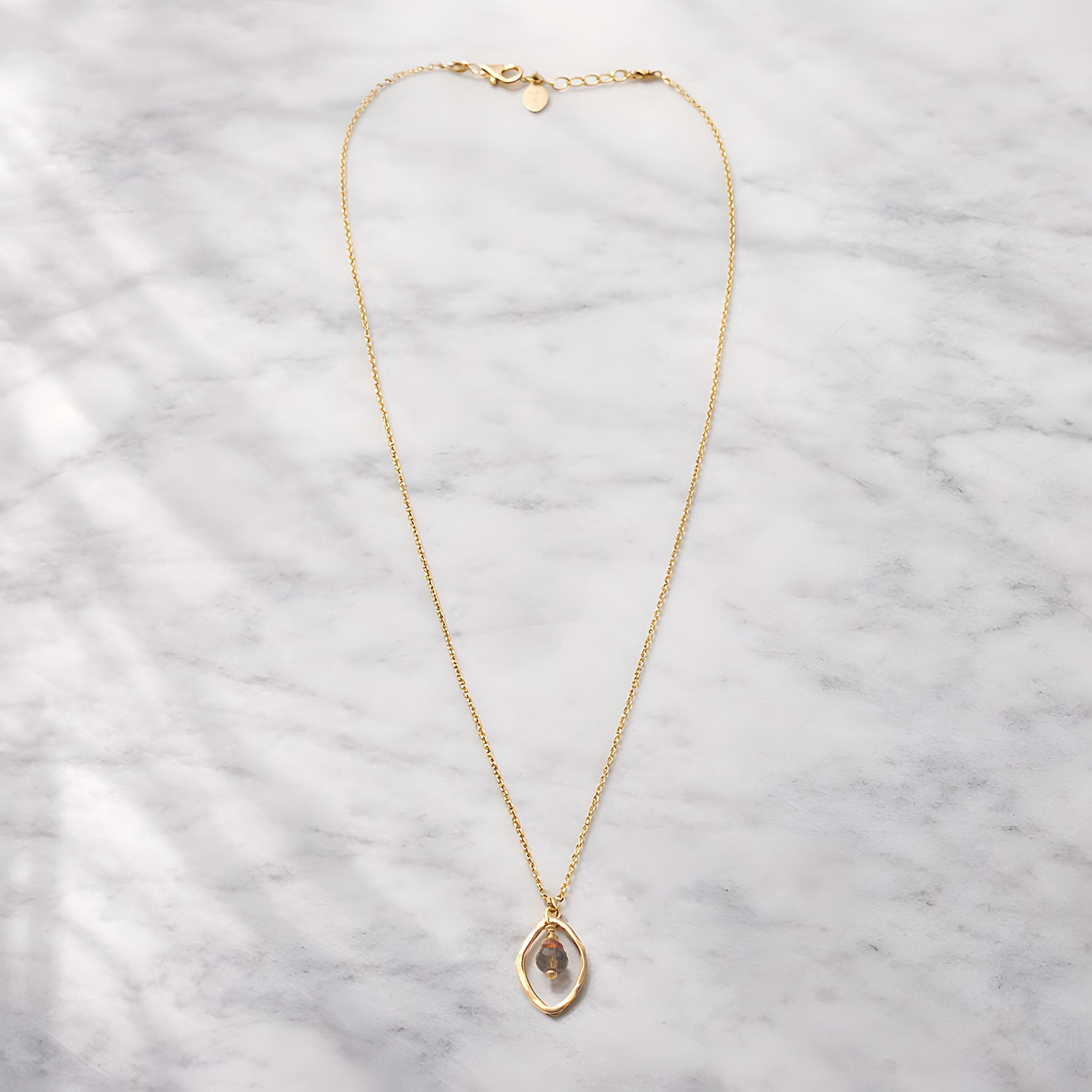 Hessonite Smoky Quartz Oval Necklace - Necklaces