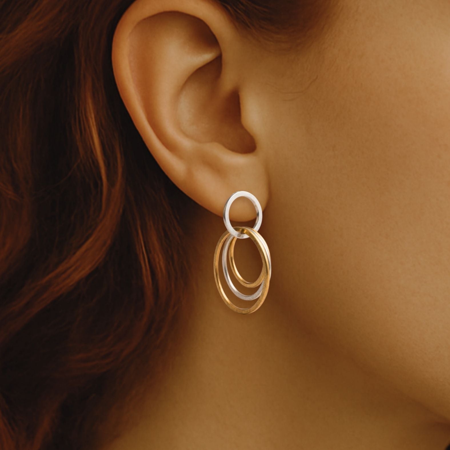 Interlocking Circle Drop Earrings - Earrings