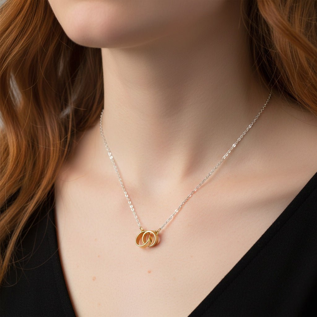 Interlocking Links Mixed Metal Necklace - Necklaces