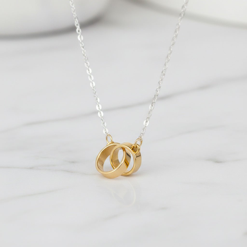 Interlocking Links Mixed Metal Necklace - Necklaces